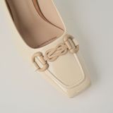  Giày Cao Gót Nữ Trơn Bóng Trắng 19N.22 