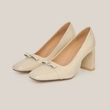  Giày Cao Gót Nữ Trơn Bóng Trắng 19N.21 