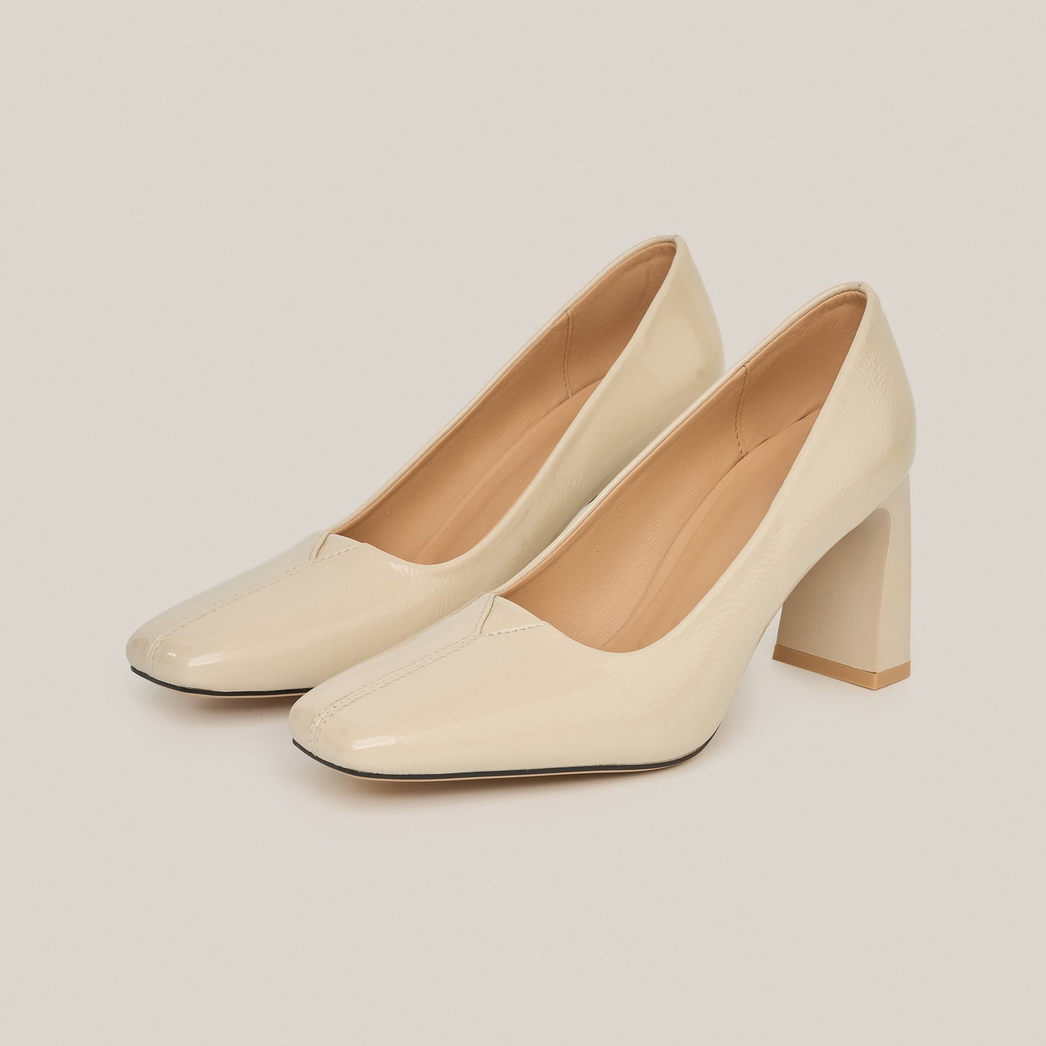  Giày Cao Gót Nữ Trơn Bóng Trắng 19N.20 