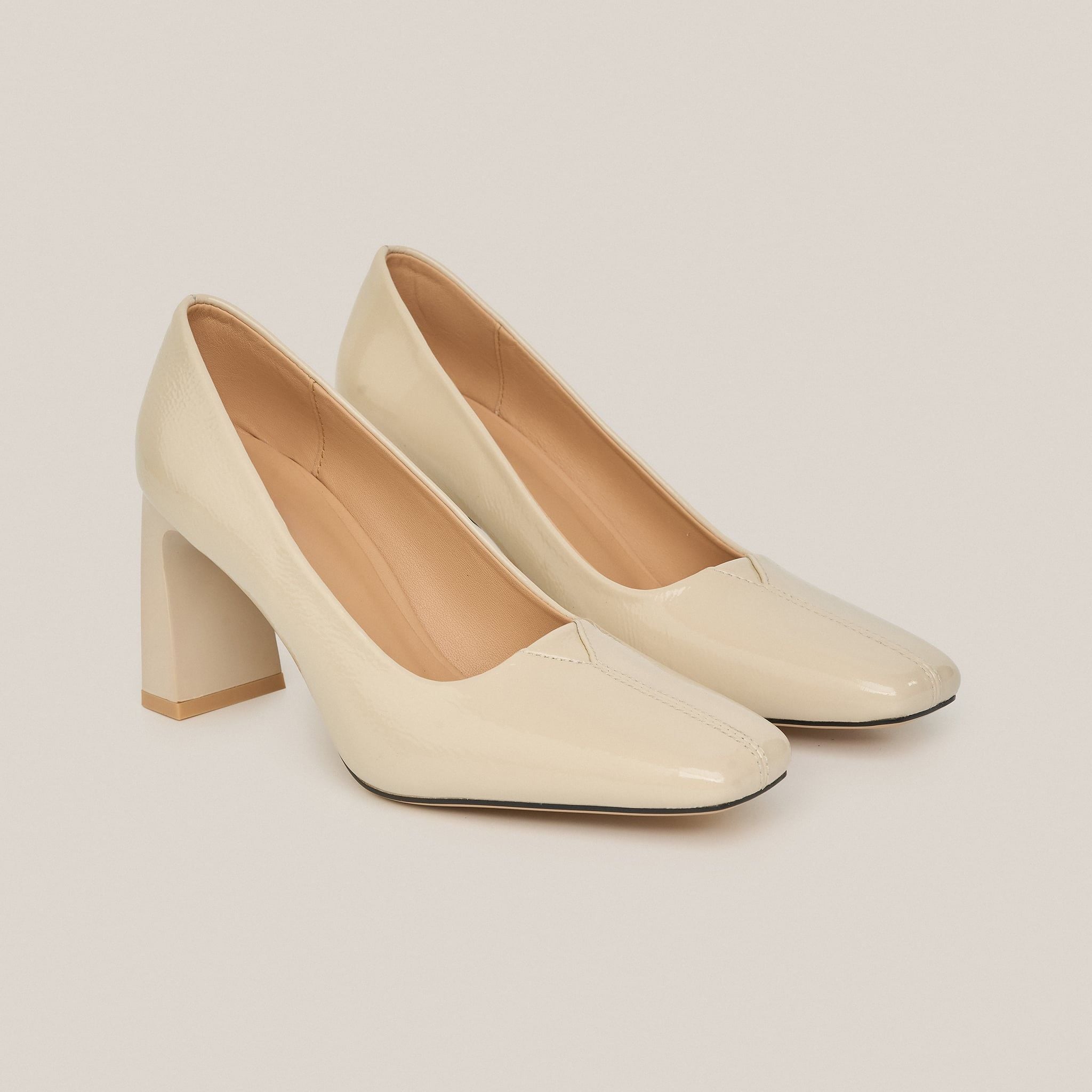  Giày Cao Gót Nữ Trơn Bóng Trắng 19N.20 