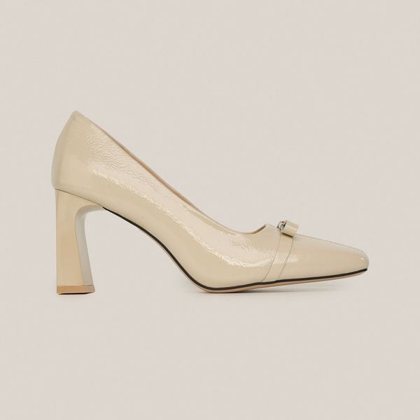  Giày Cao Gót Nữ Trơn Bóng Trắng 19N.21 