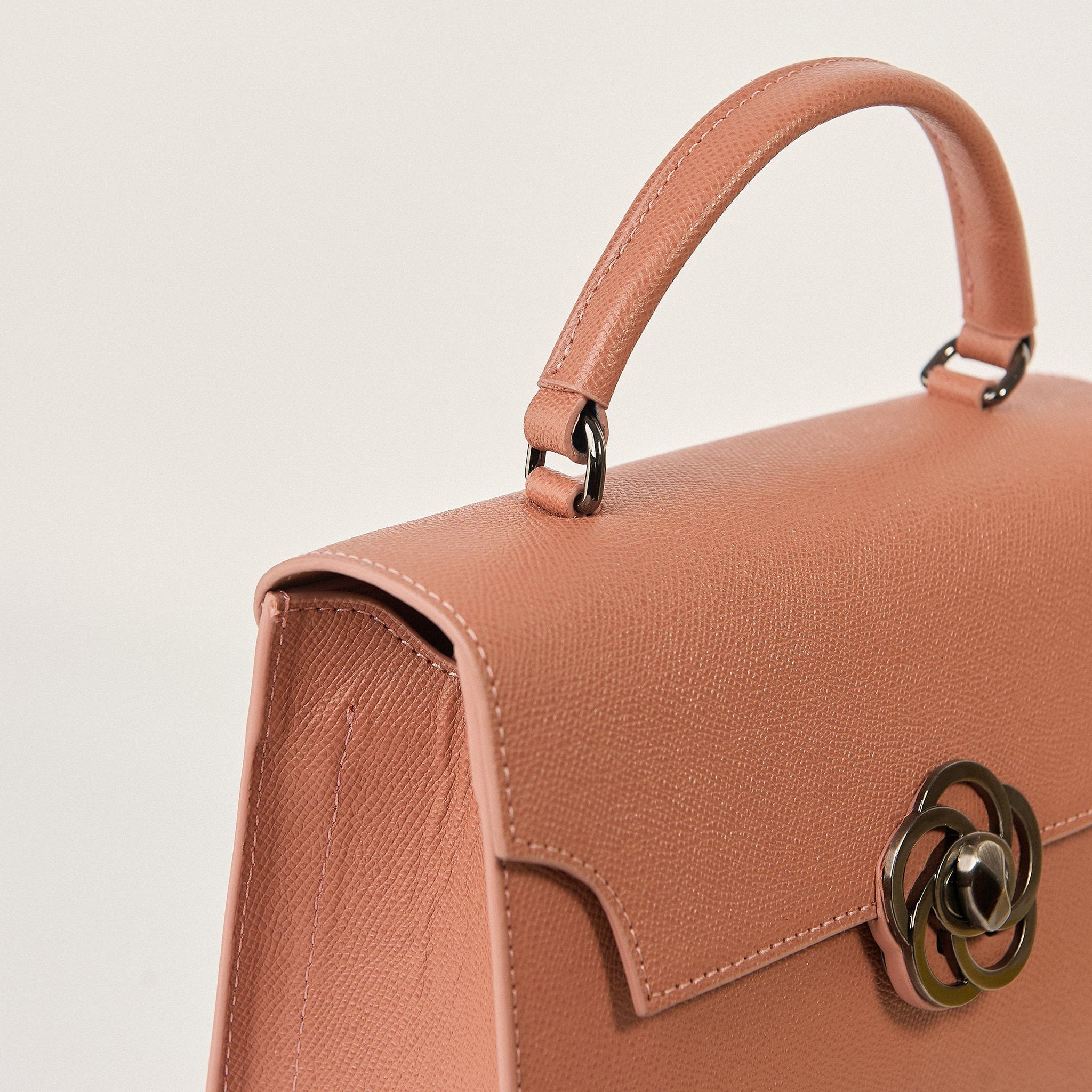  Túi Xách Nữ Da Vân Hồng Cam 26DG.56 