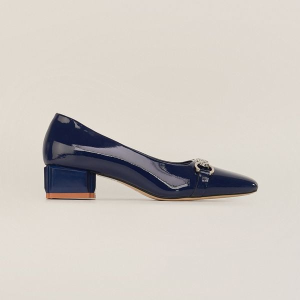  Giày Cao Gót Nữ Trơn Bóng Xanh Tím Than 19I.1 