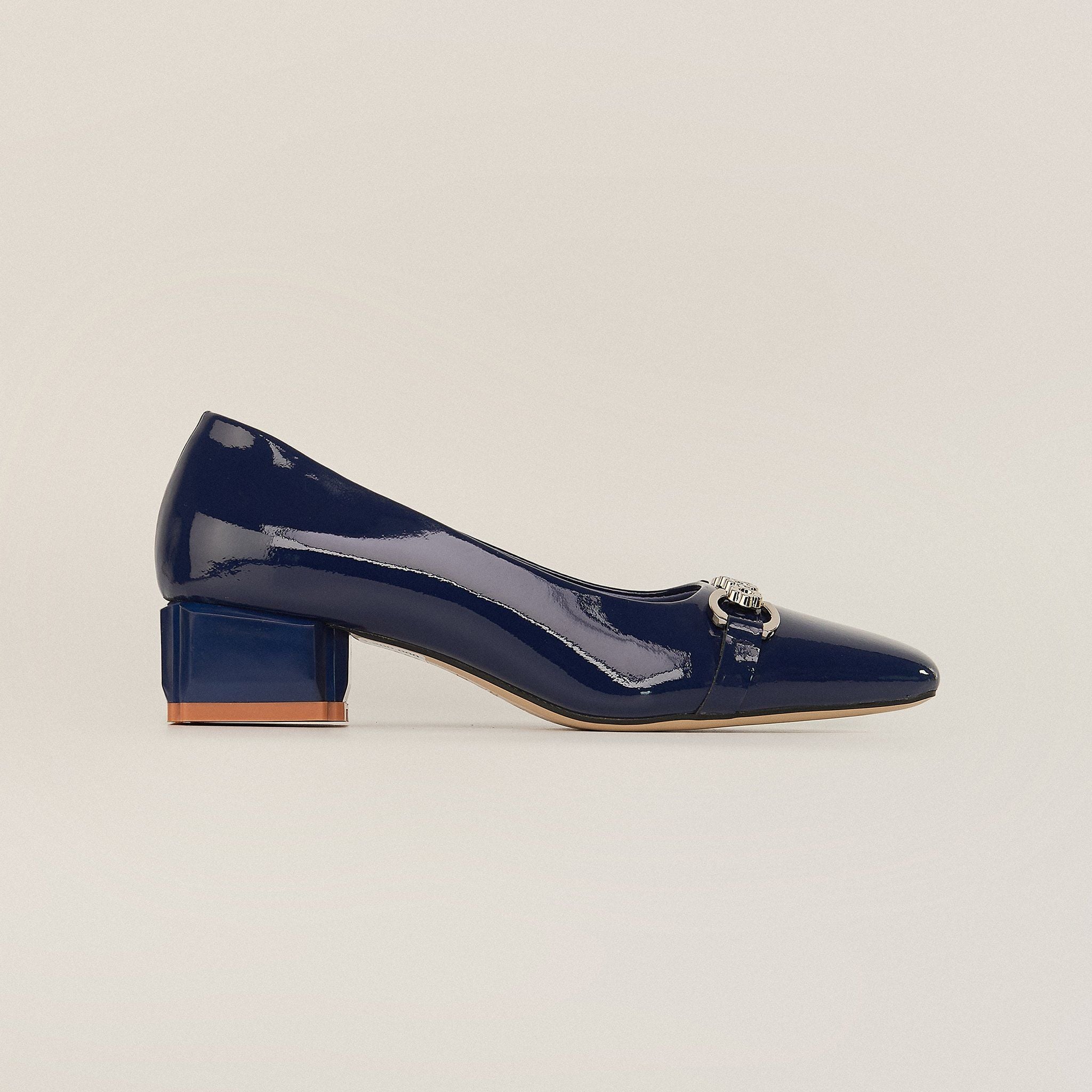  Giày Cao Gót Nữ Trơn Bóng Xanh Tím Than 19I.1 