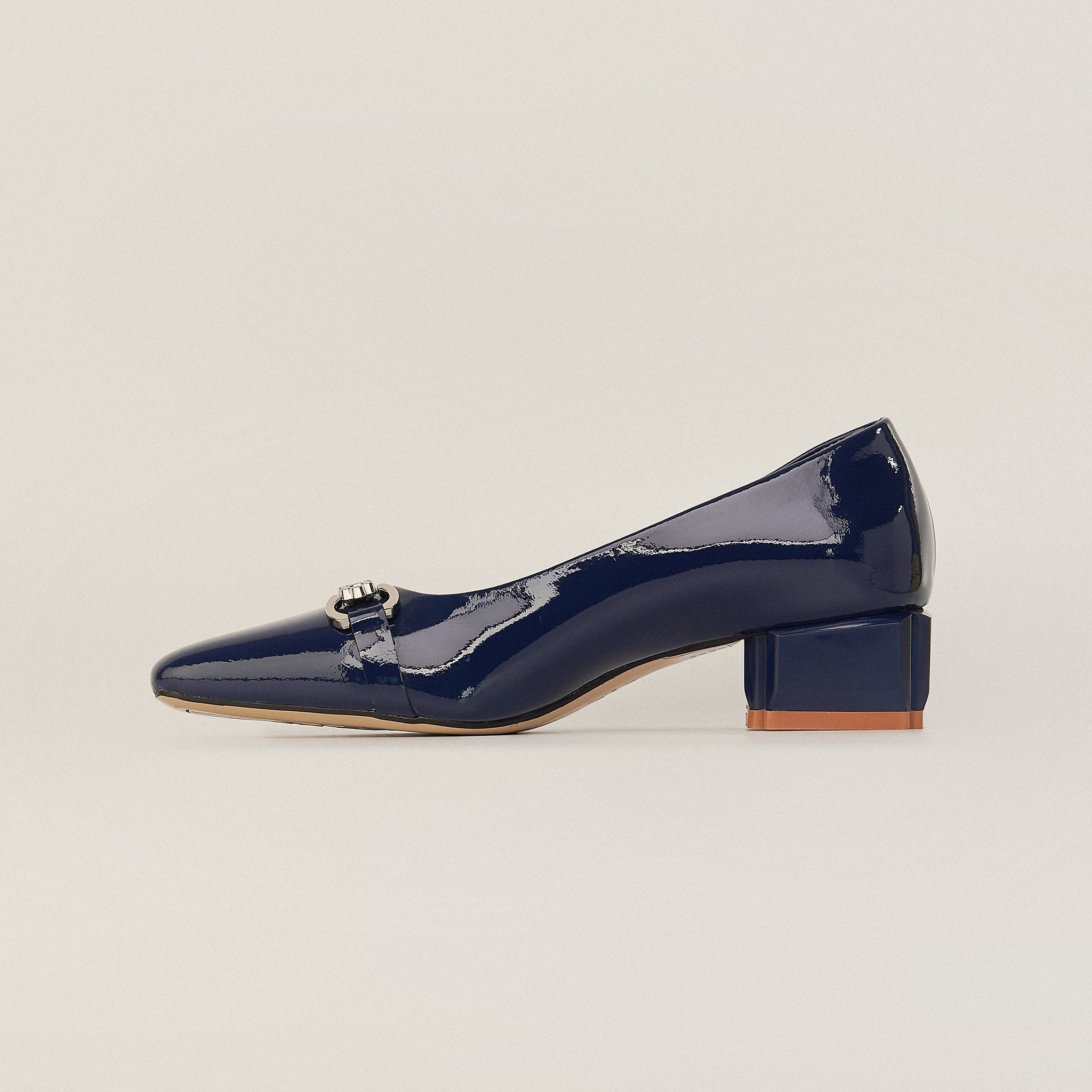  Giày Cao Gót Nữ Trơn Bóng Xanh Tím Than 19I.1 