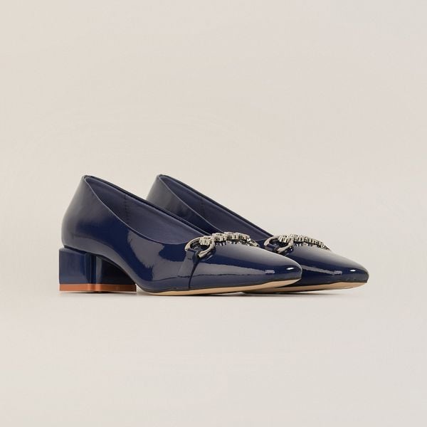  Giày Cao Gót Nữ Trơn Bóng Xanh Tím Than 19I.1 