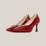  Giày Cao Gót Nữ Trơn Bóng Đỏ 19V.9 