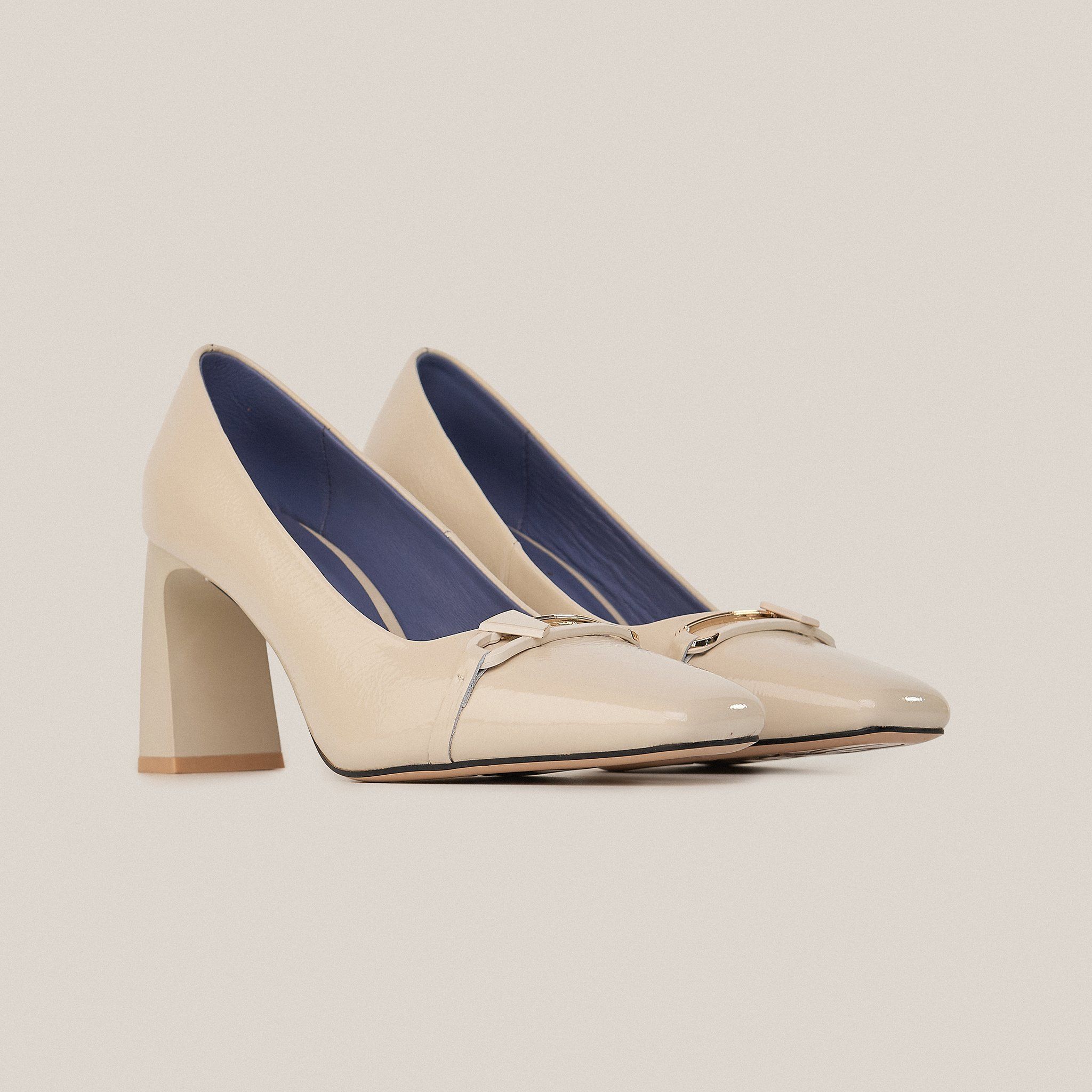  Giày Cao Gót Nữ Trơn Kem 19N.17 