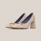  Giày Cao Gót Nữ Trơn Kem 19N.18 