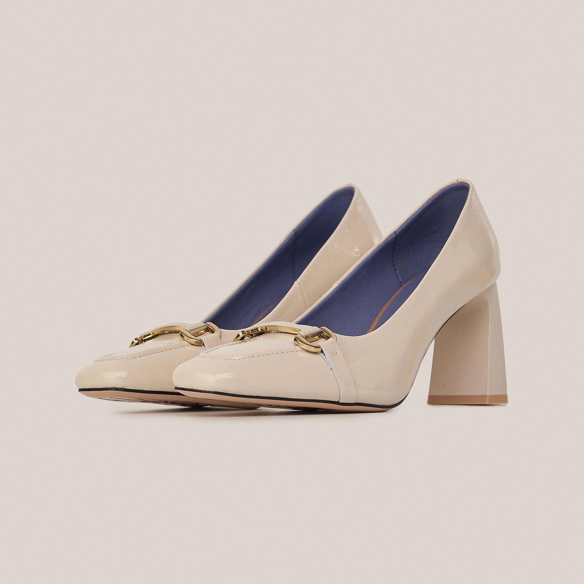  Giày Cao Gót Nữ Trơn Kem 19N.18 