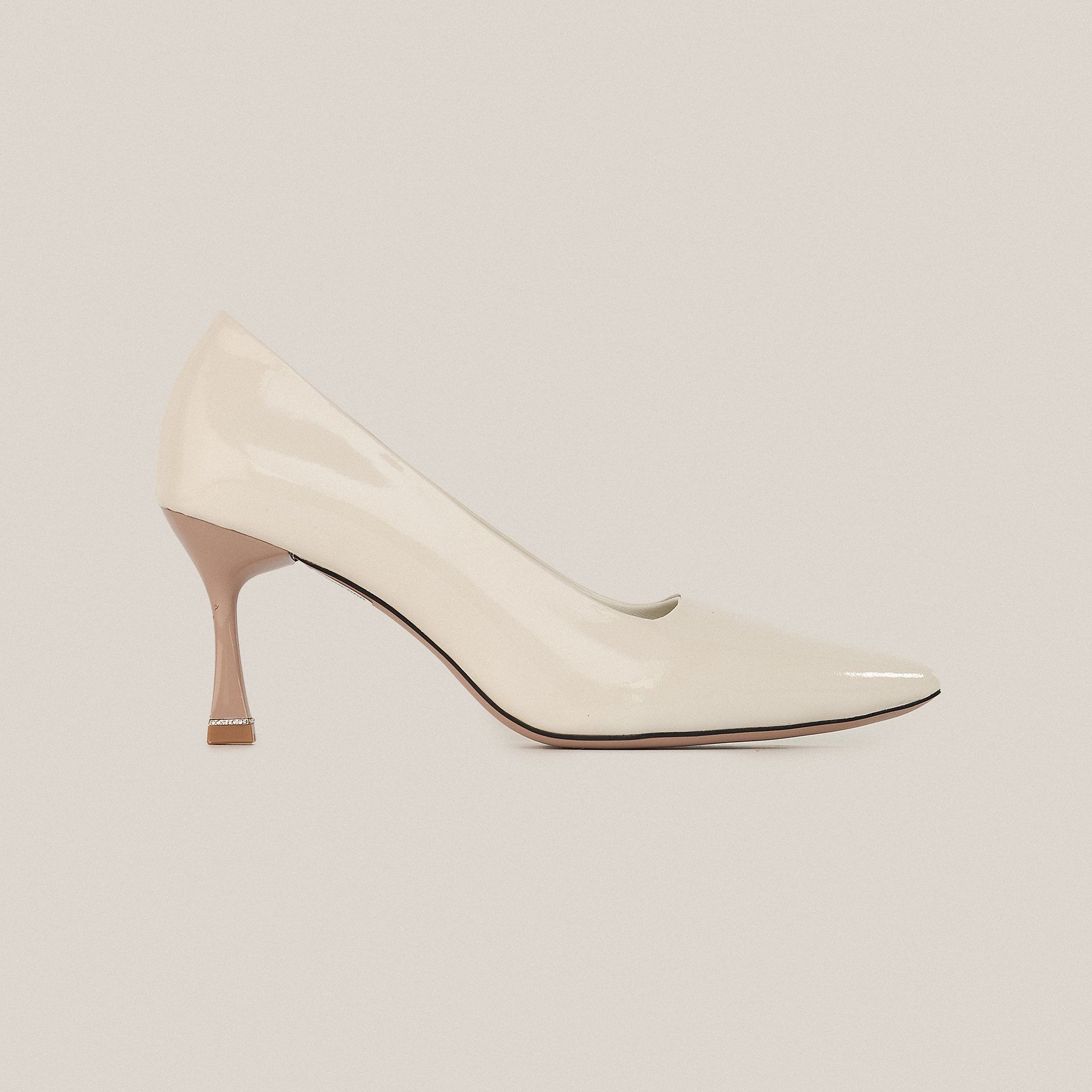  Giày Cao Gót Nữ Bóng Trắng 83.75 