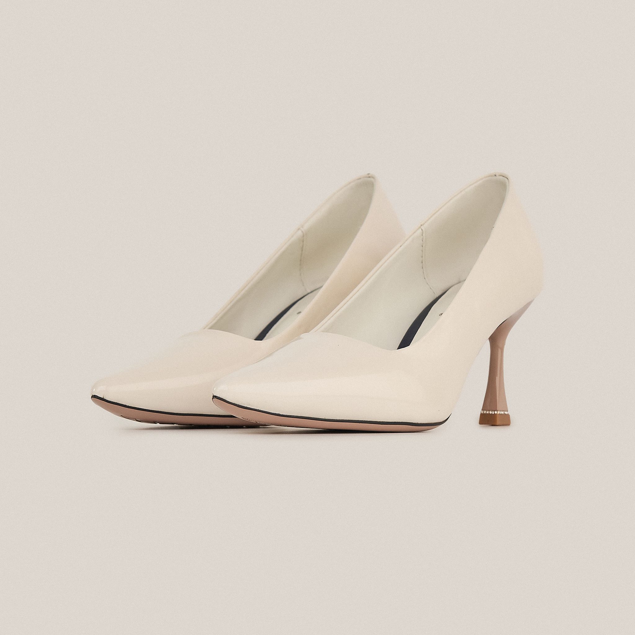  Giày Cao Gót Nữ Bóng Trắng 83.75 