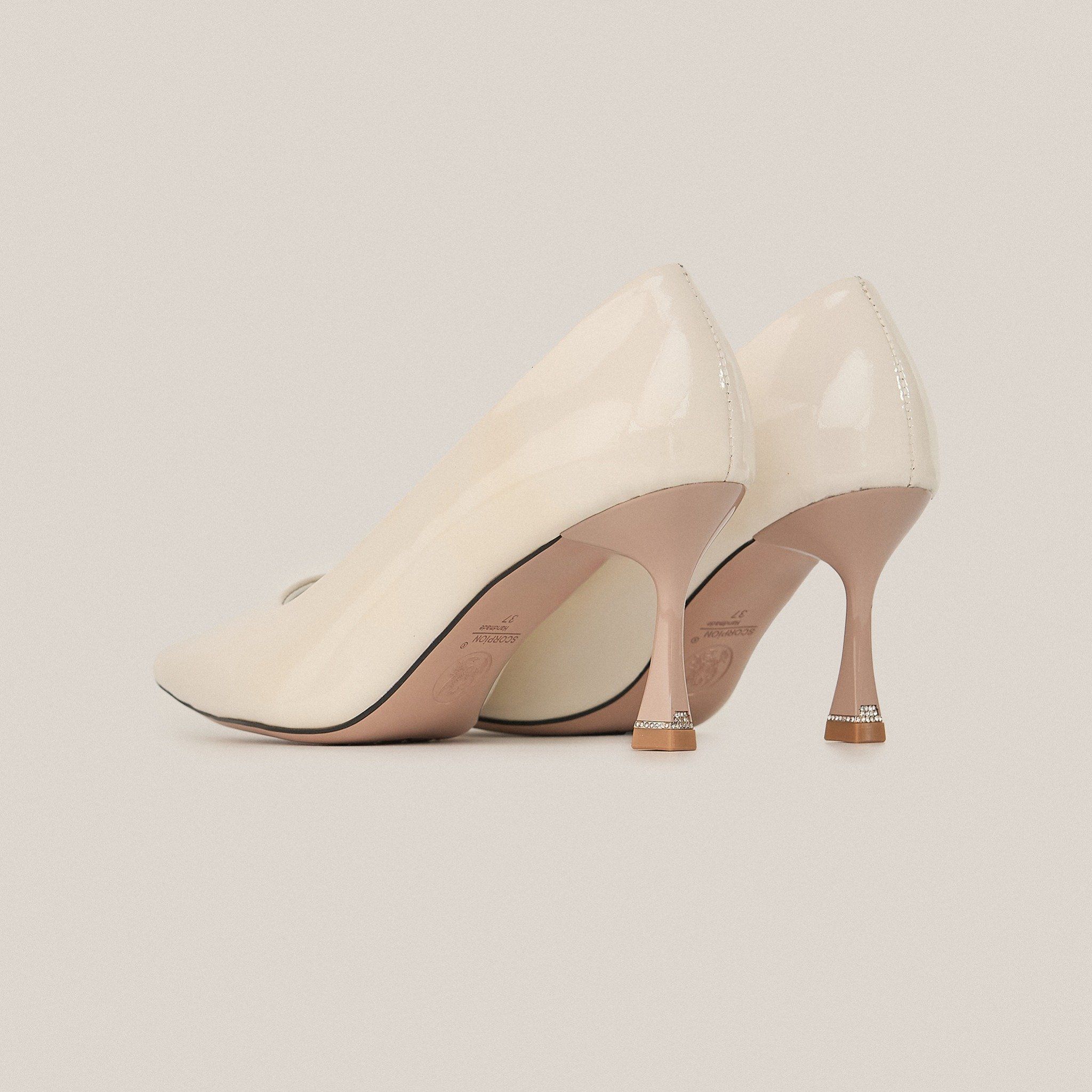  Giày Cao Gót Nữ Bóng Trắng 83.75 