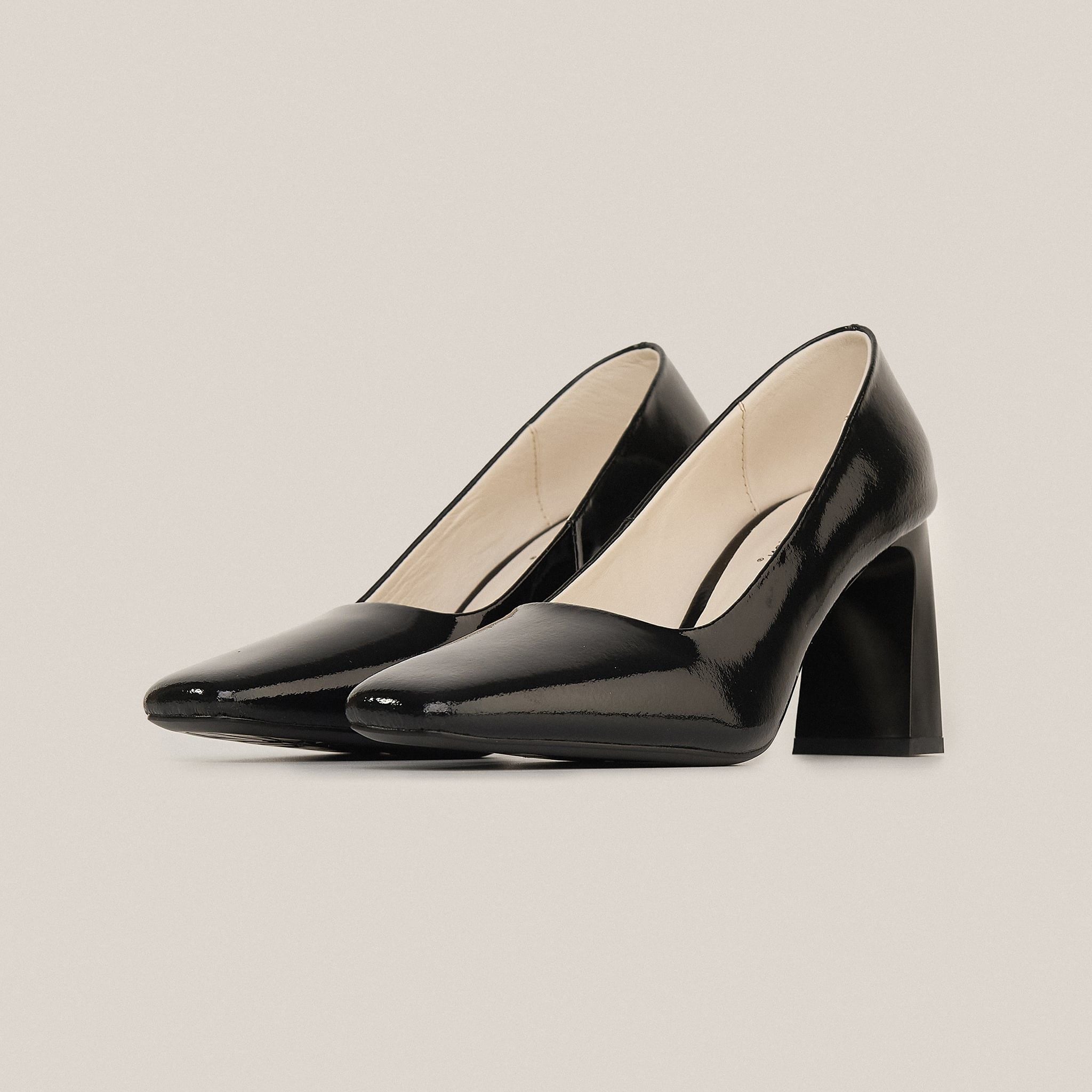  Giày Cao Gót Nữ Đen Bóng 19A.1 