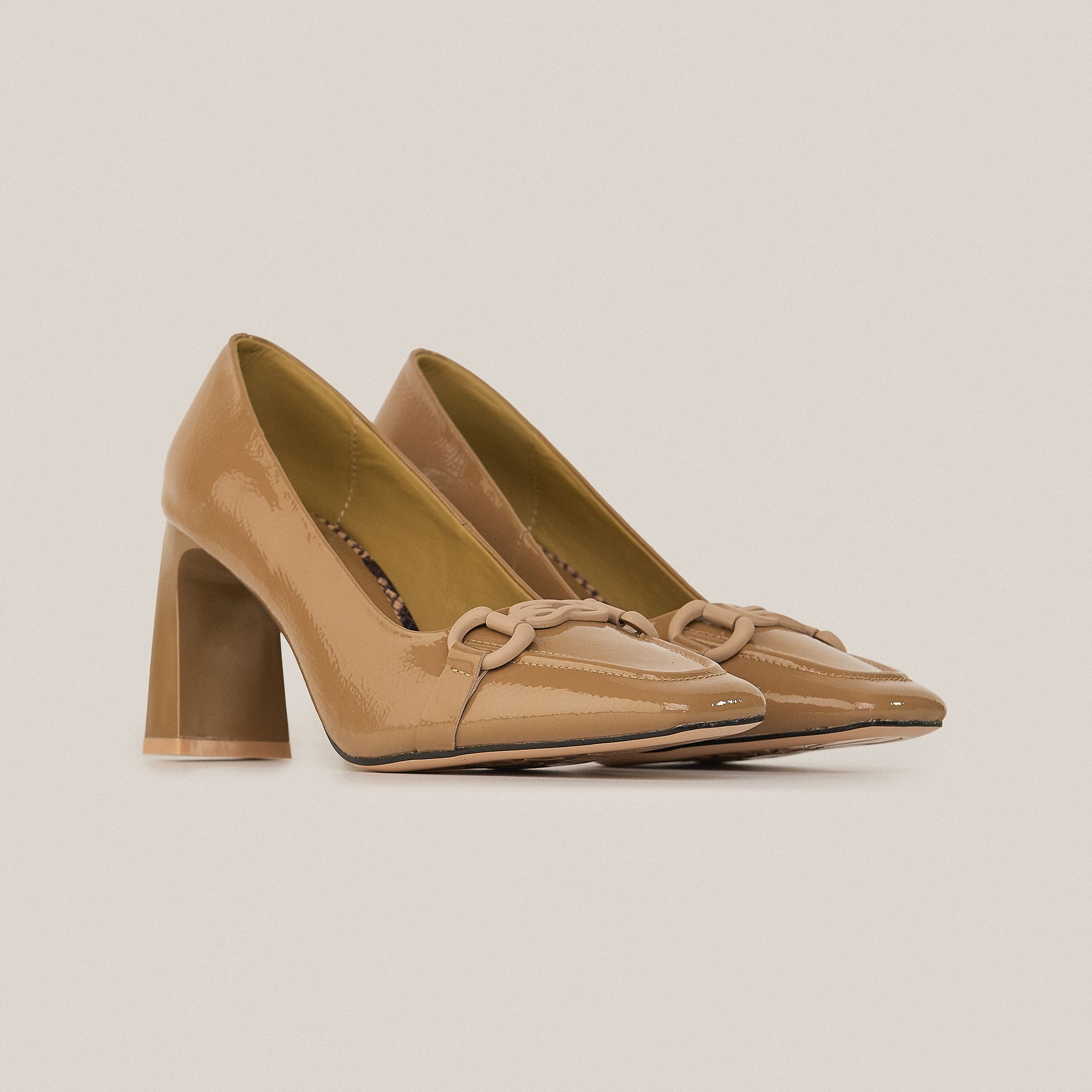  Giày Cao Gót Nữ Nâu Bóng 19N.1 