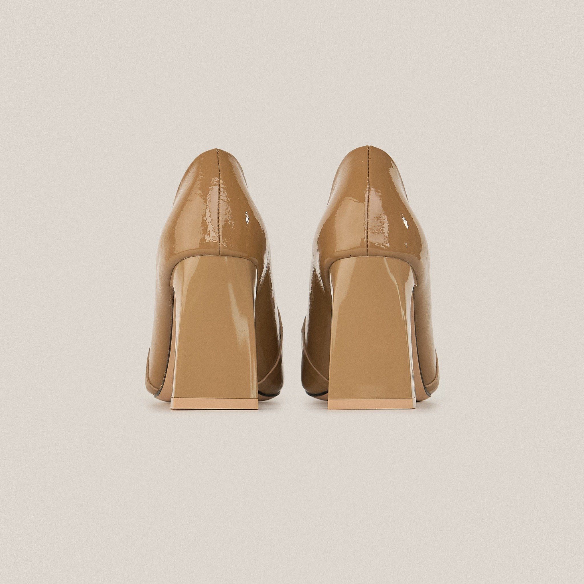  Giày Cao Gót Nữ Nâu Bóng 19N.5 