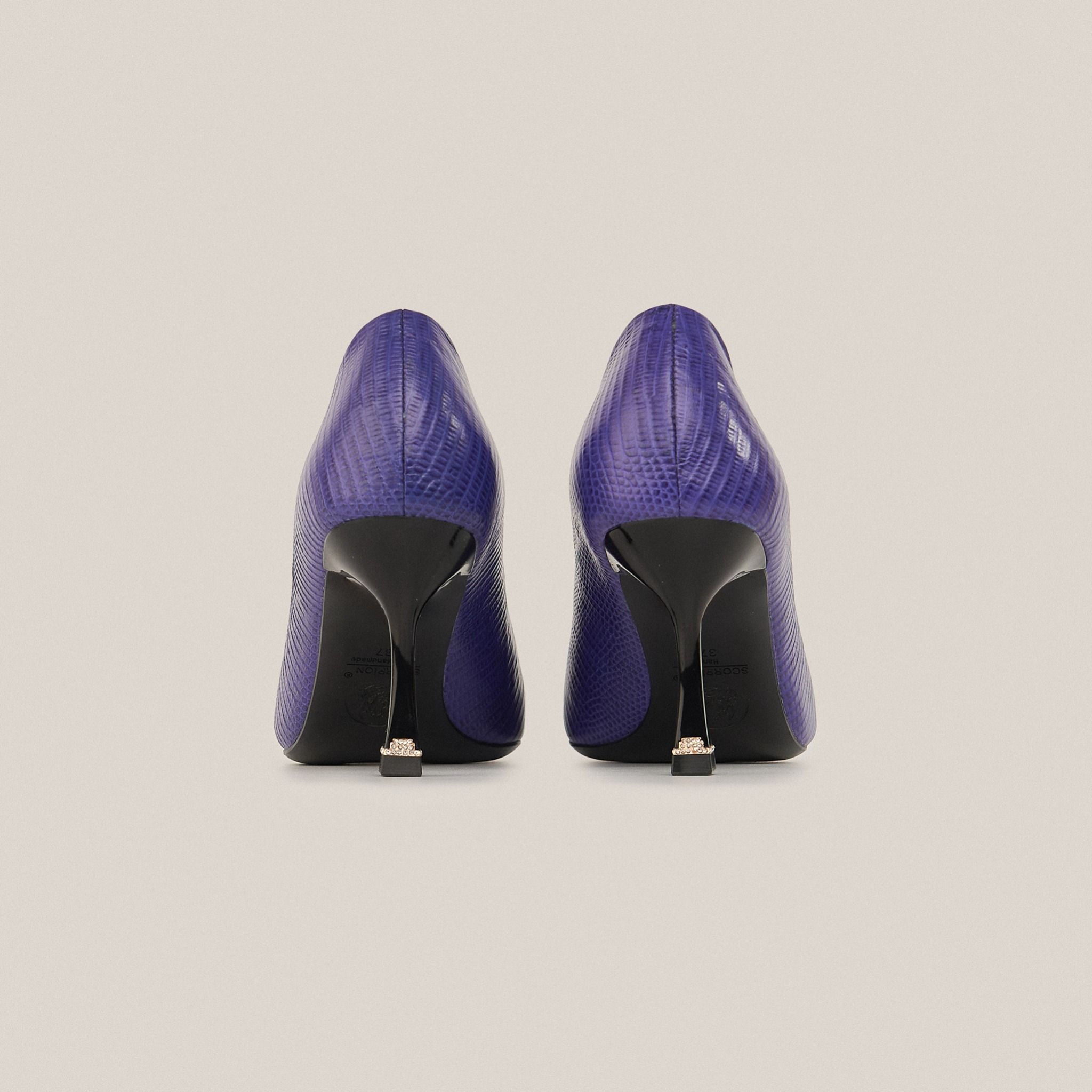  Giày Cao Gót Da Vân Xanh Tím Than 83.67 