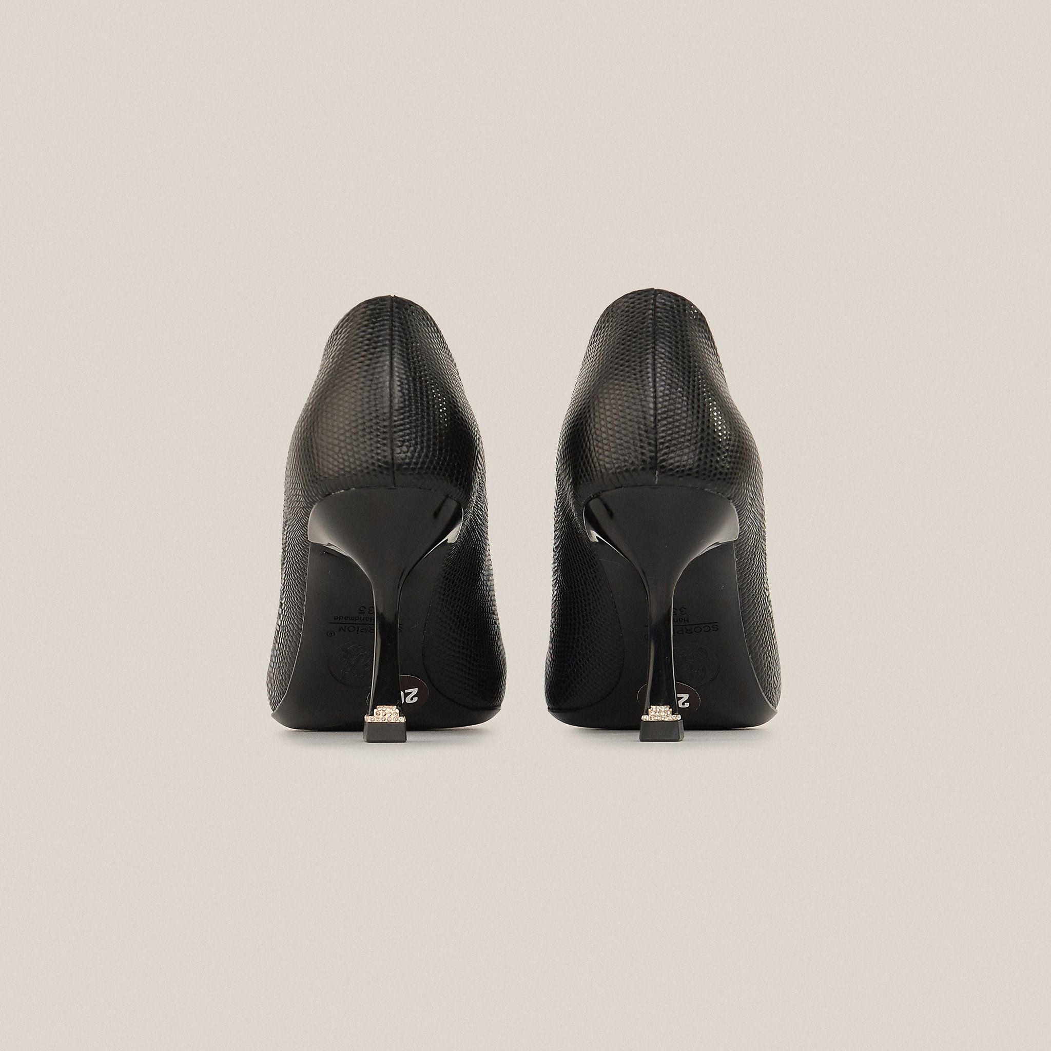  Giày Cao Gót Da Vân Đen Bóng 83.65 