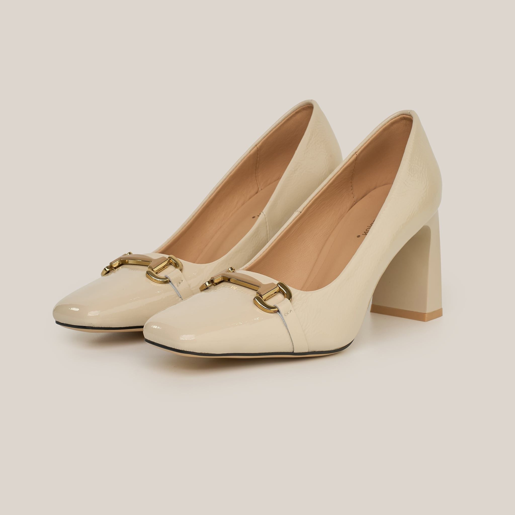  Giày Cao Gót Nữ Trơn Bóng Trắng 19N.19 