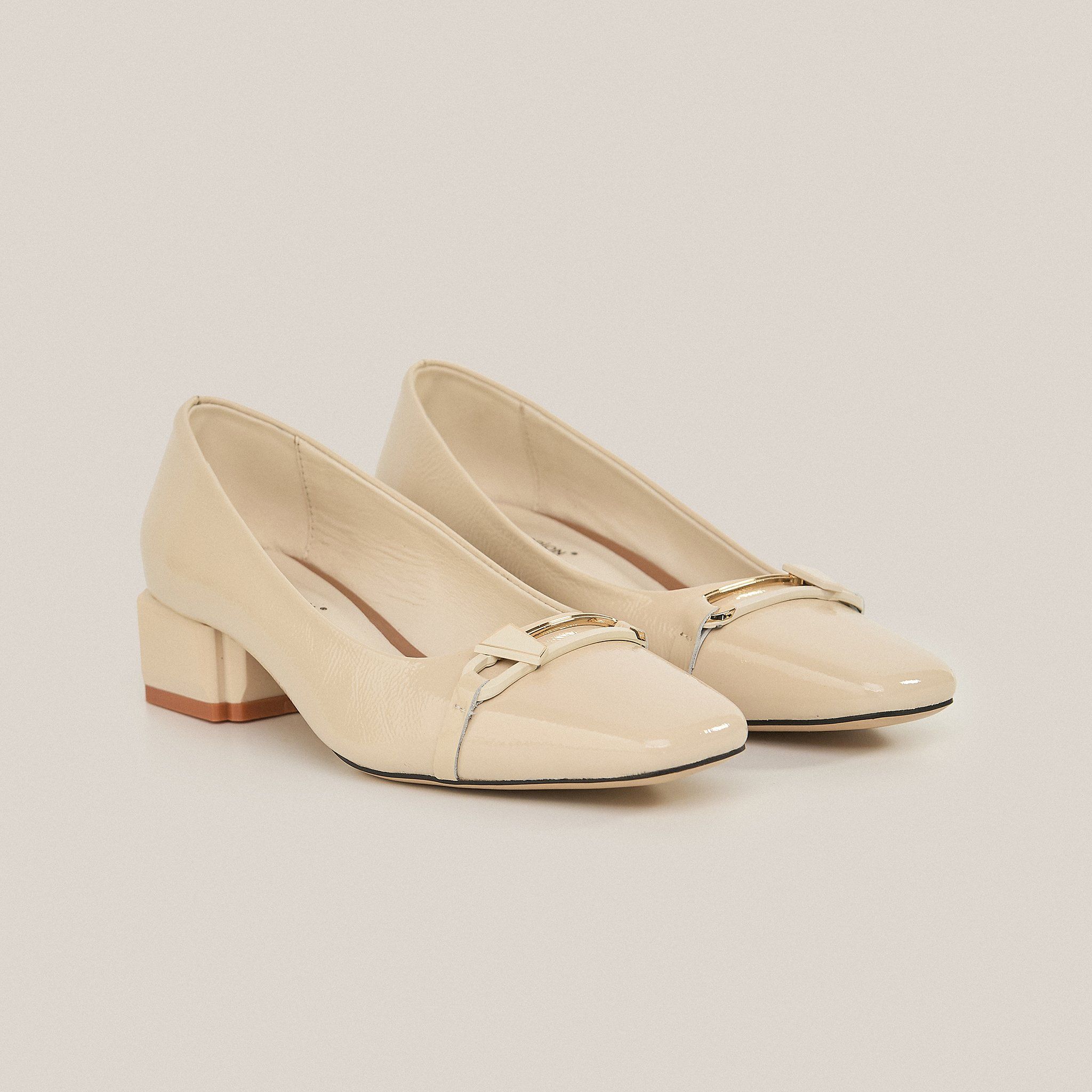  Giày Cao Gót Nữ Bóng Trơn Trắng 19I.2 