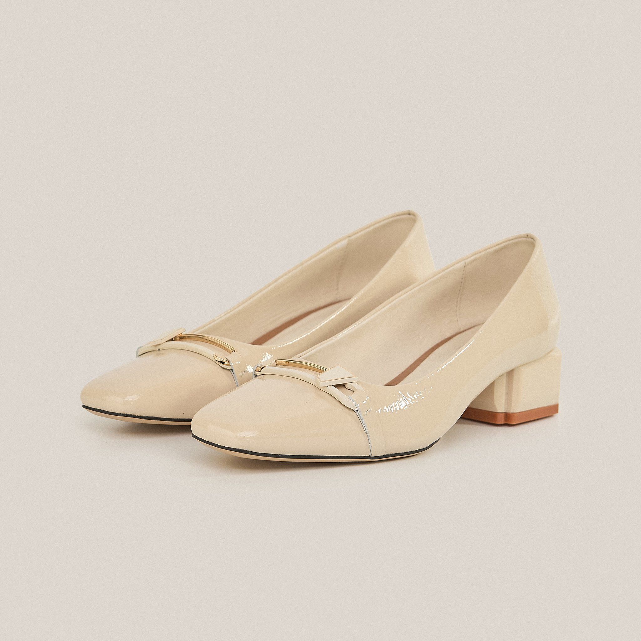  Giày Cao Gót Nữ Bóng Trơn Trắng 19I.2 