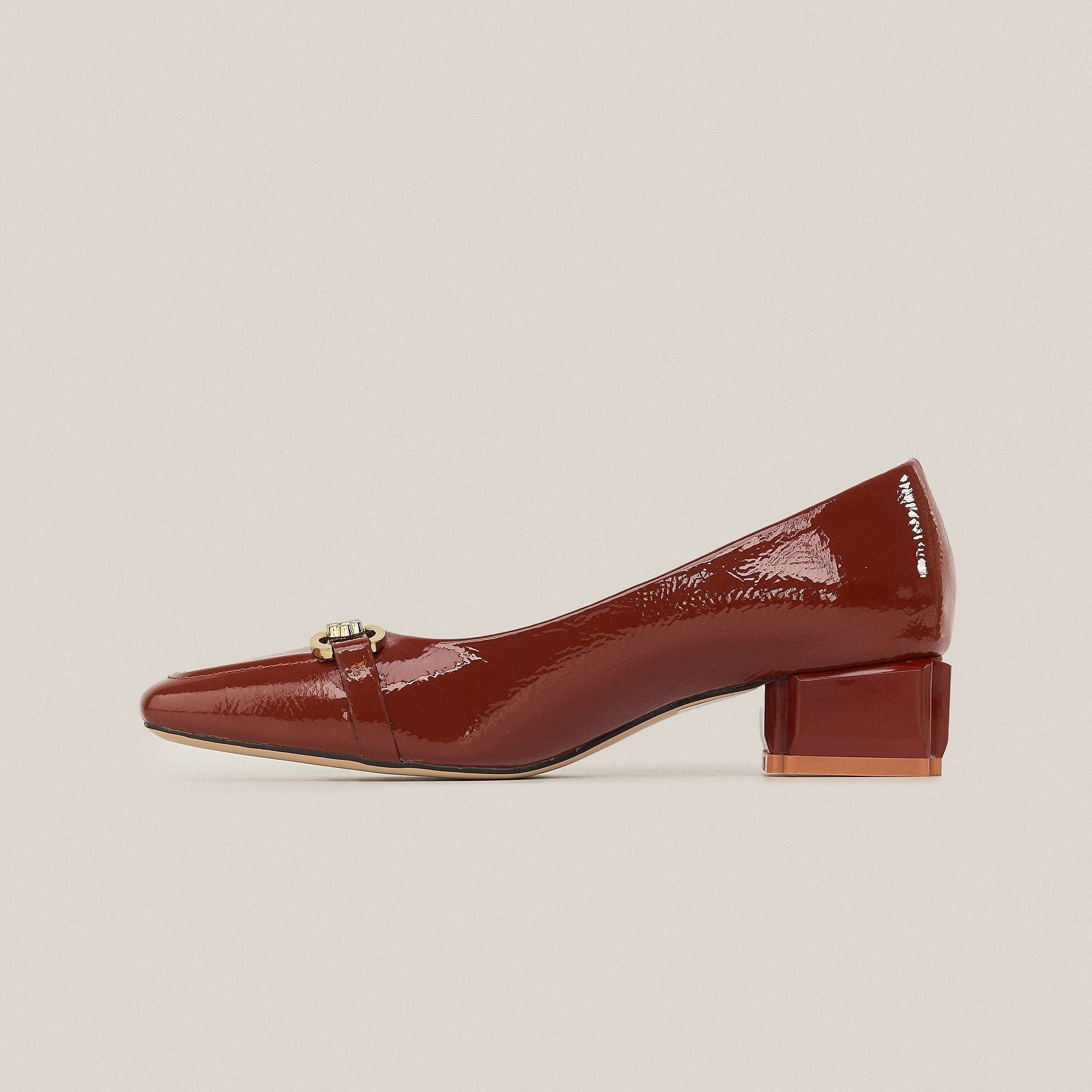  Giày Cao Gót Nữ Trơn Bóng Đỏ Đất 19I.3 