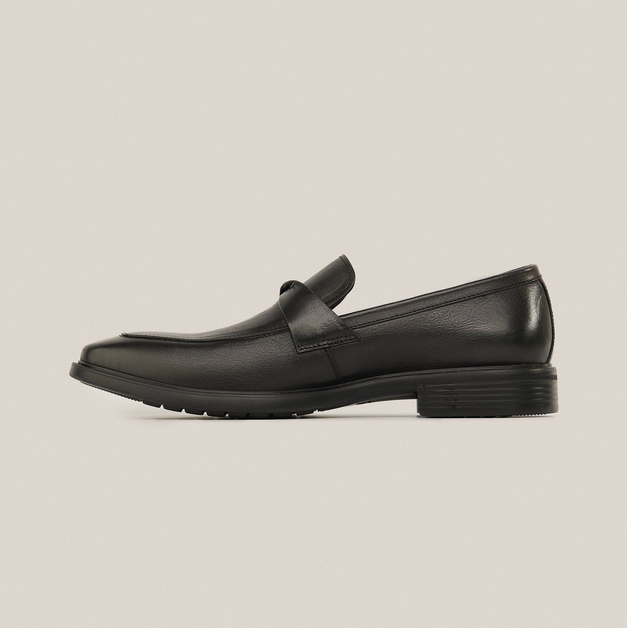  Giày Loafer Nam Trơn Đen 28MC.43 