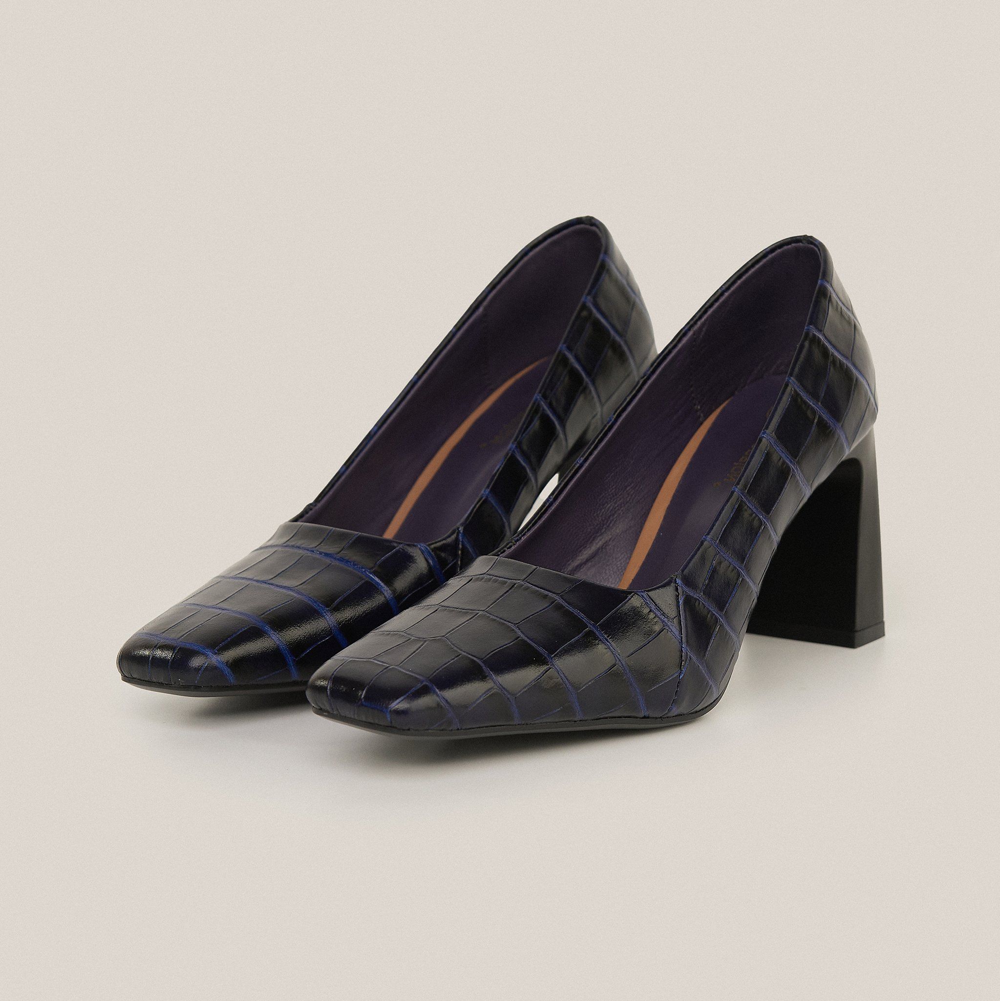  Giày Cao Gót Nữ Vân Xanh Tím Than 19A.24 