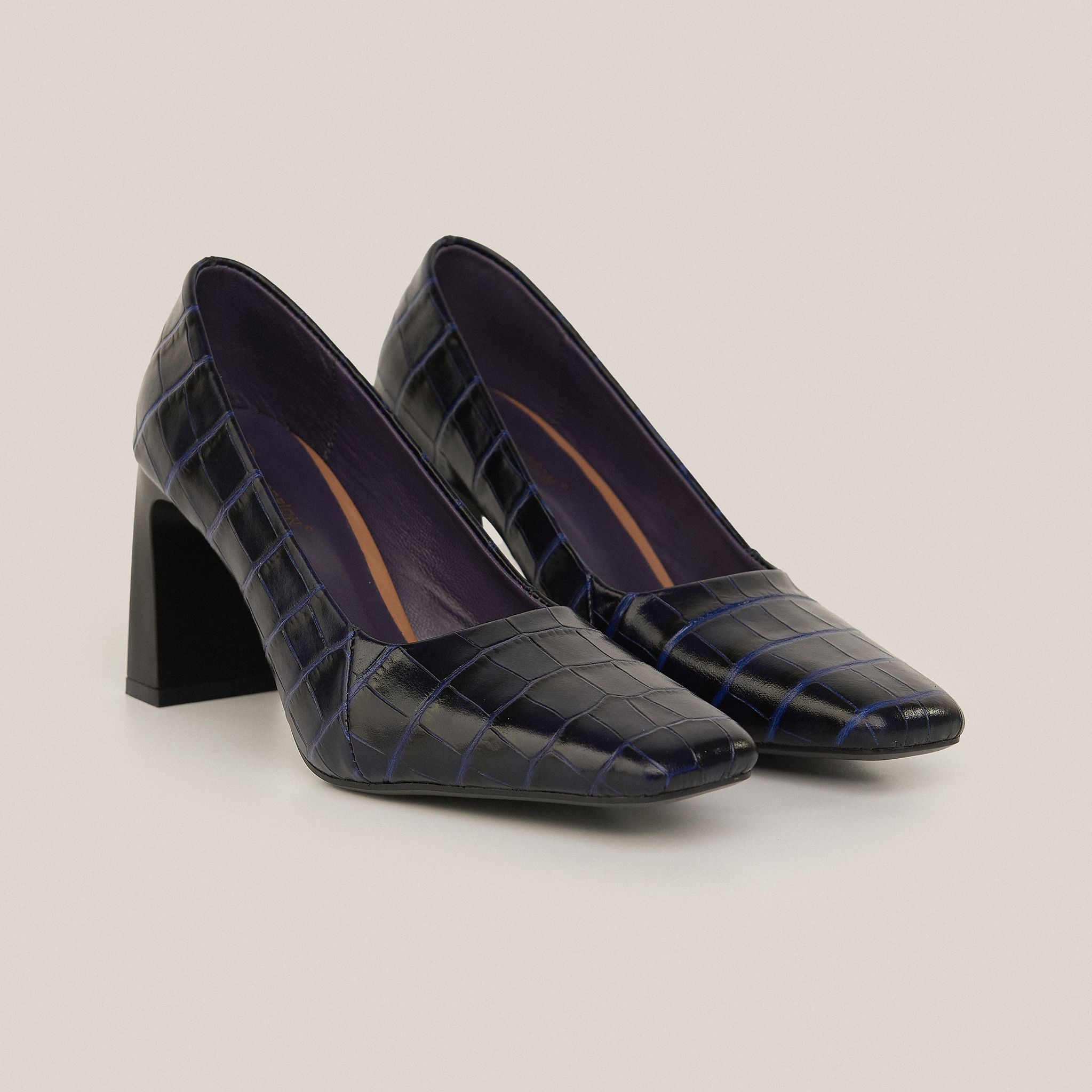  Giày Cao Gót Nữ Vân Xanh Tím Than 19A.24 