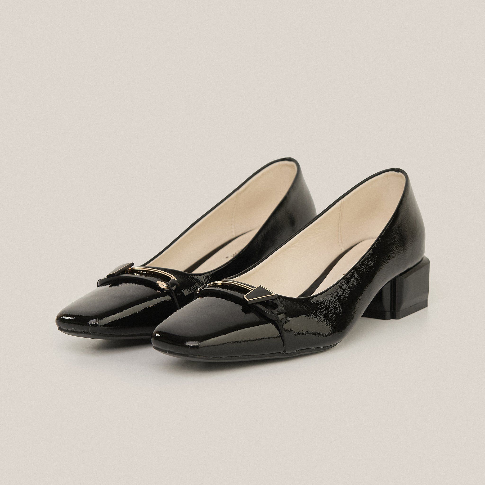  Giày Cao Gót Nữ Trơn Bóng Đen 19E.9 