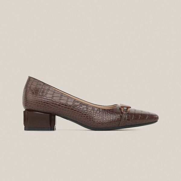  Giày Cao Gót Nữ Vân Nâu 19E.10 