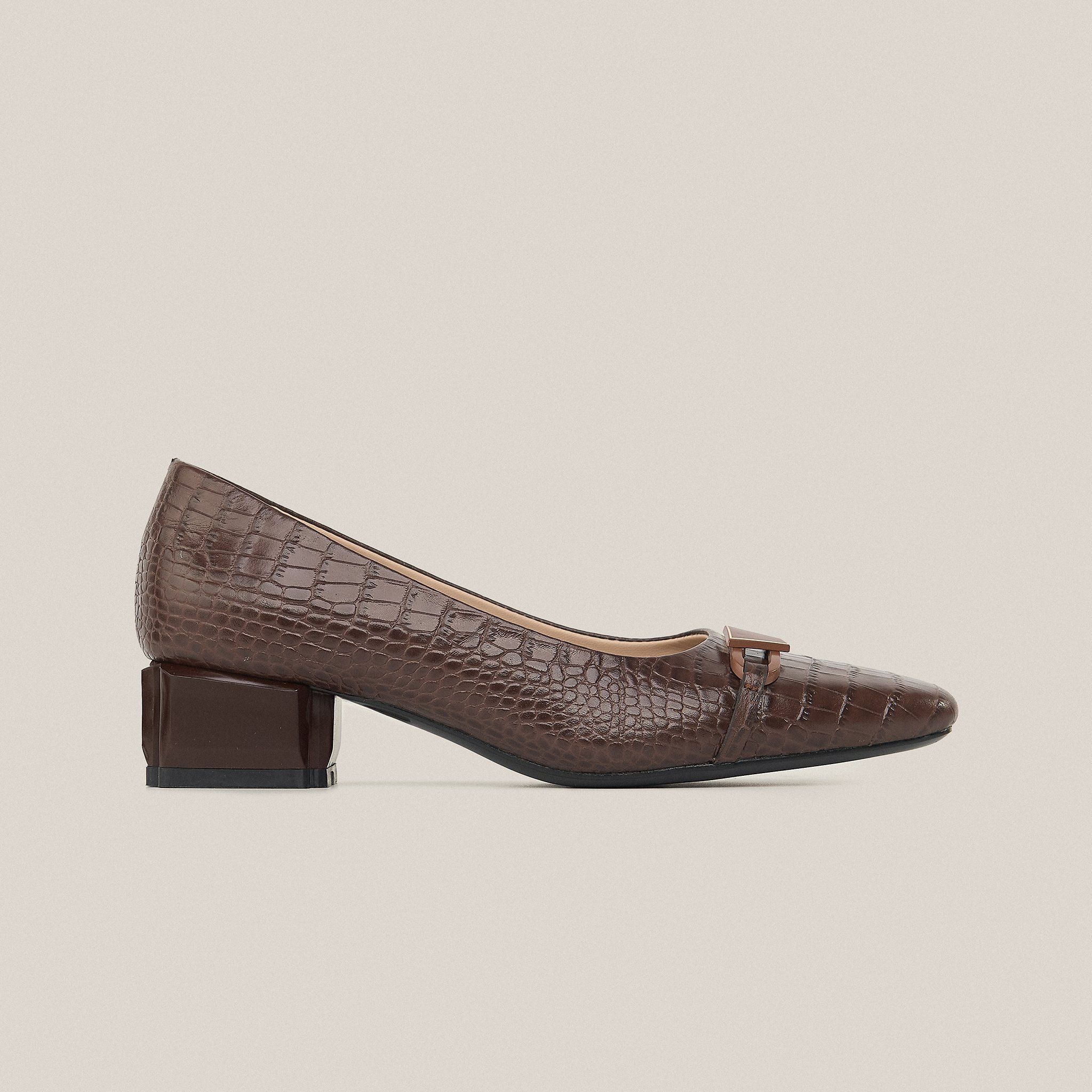  Giày Cao Gót Nữ Vân Nâu 19E.10 