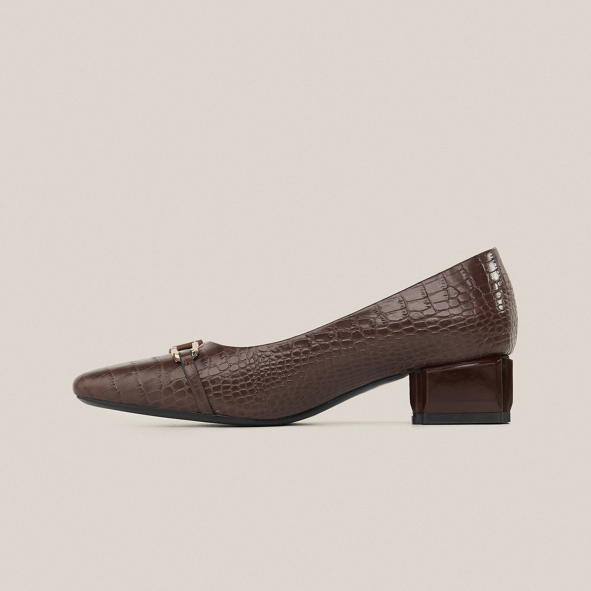  Giày Cao Gót Nữ Vân Nâu 19E.10 