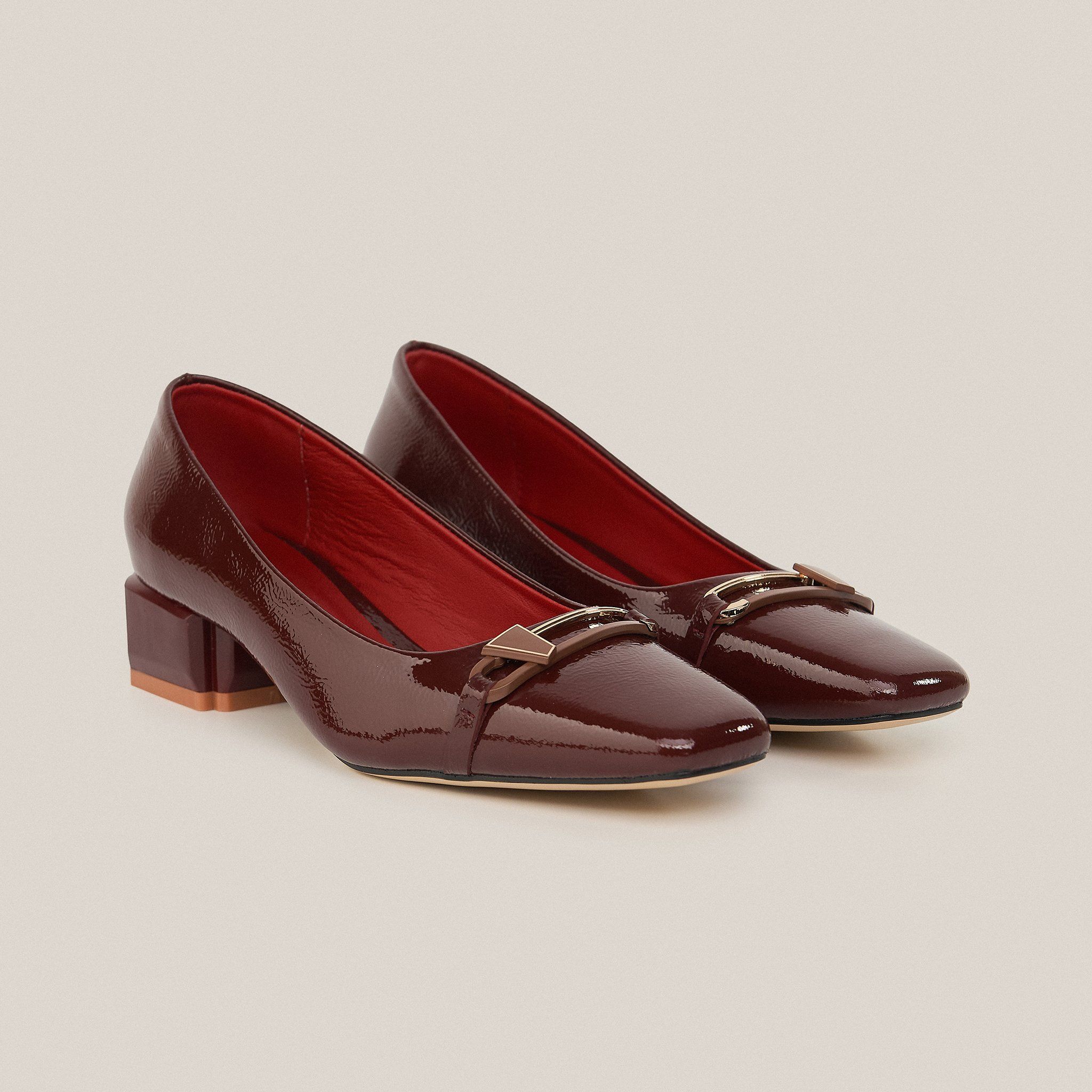  Giày Cao Gót Nữ Trơn Bóng Đỏ 19I.8 