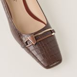  Giày Cao Gót Nữ Vân Nâu 19E.10 