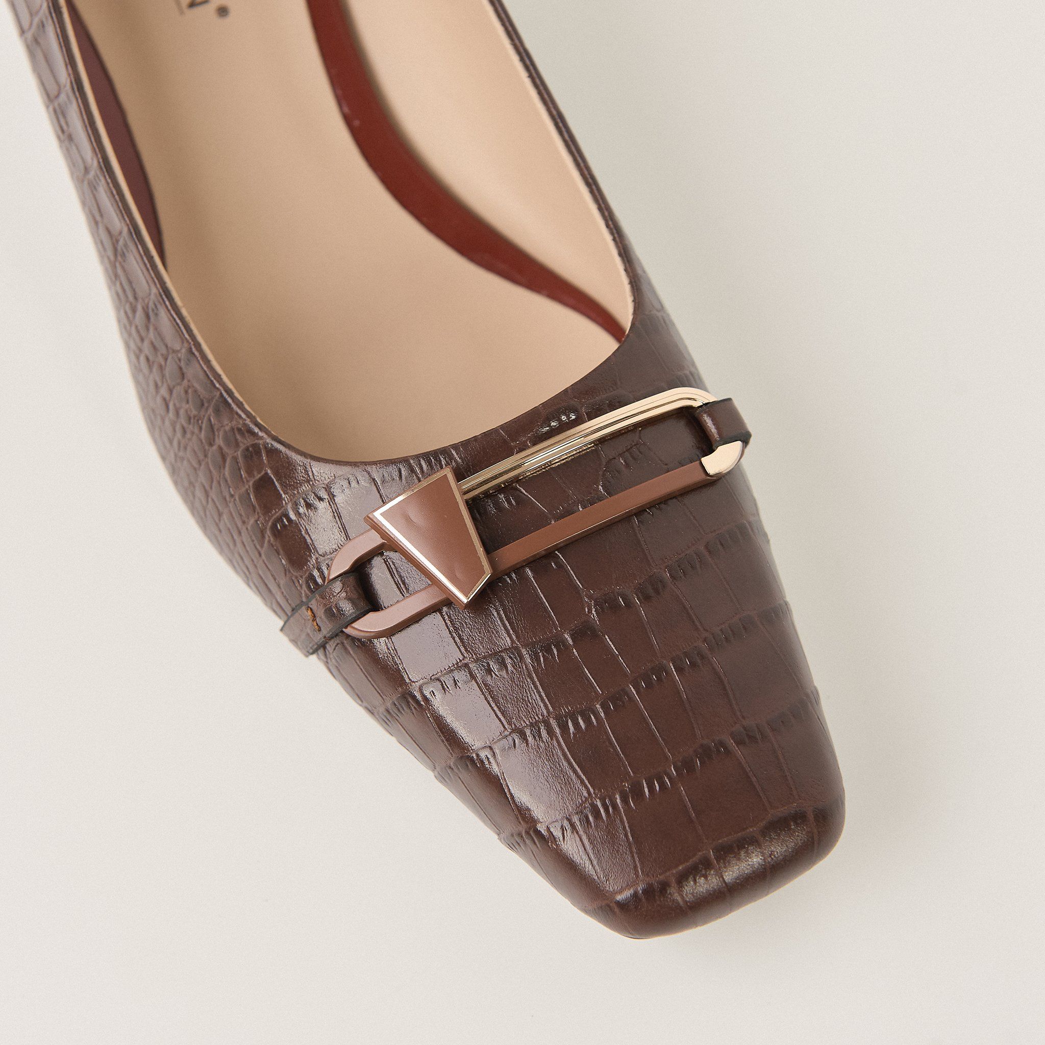  Giày Cao Gót Nữ Vân Nâu 19E.10 