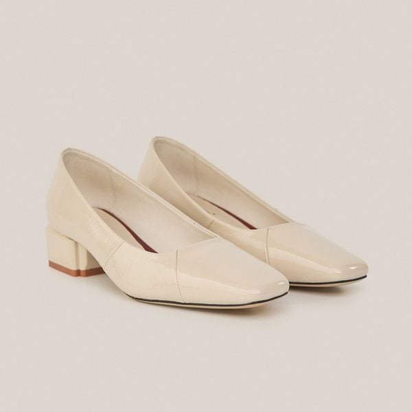  Giày Cao Gót Nữ Trơn Bóng Trắng 19I.9 