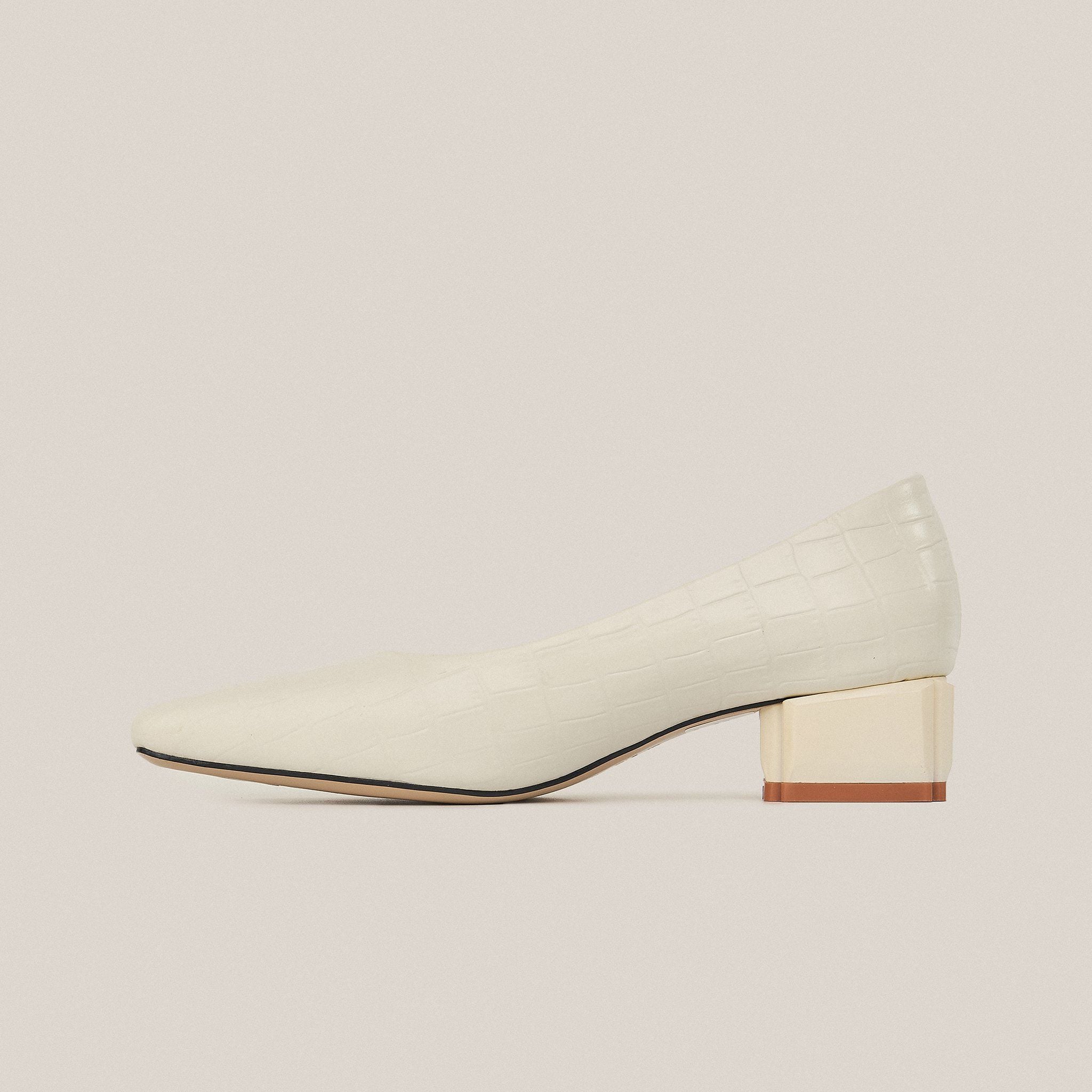  Giày Cao Gót Nữ Vân Bóng Trắng 19I.11 