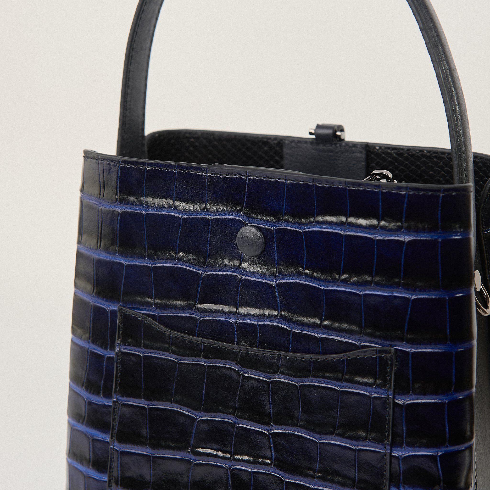  Túi Xách Nữ Da Vân Xanh Tím Than 26XD.224 