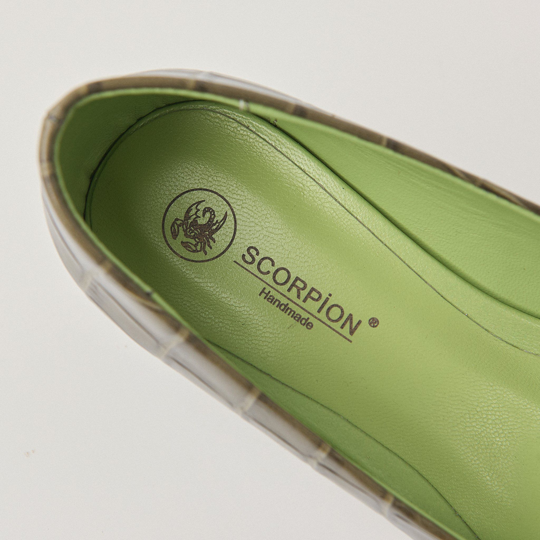  Giày Cao Gót Nữ Vân Xanh Rêu 19E.11 