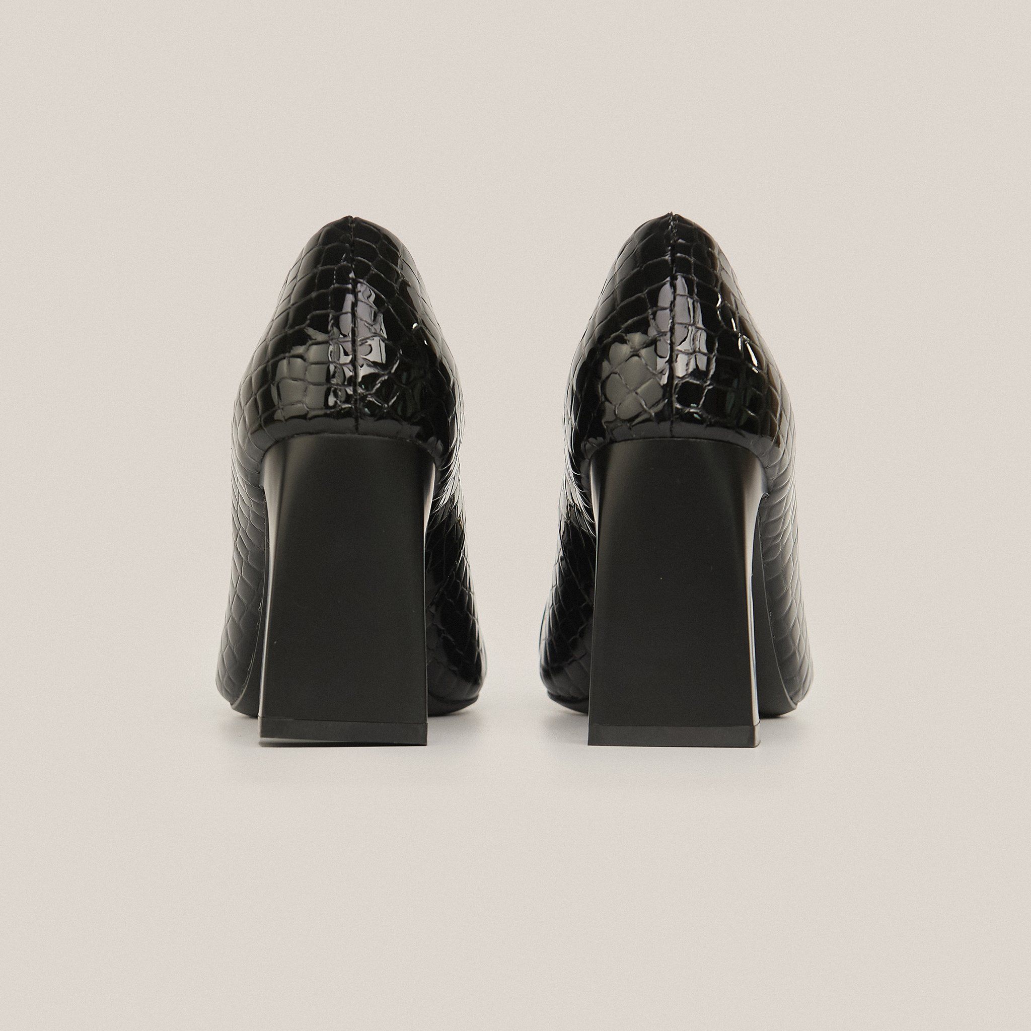  Giày Cao Gót Nữ Vân Bóng Đen 19A.22 