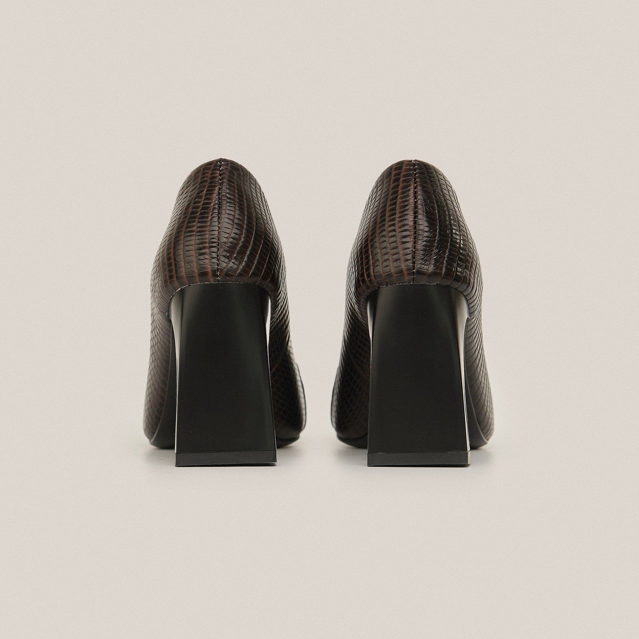  Giày Cao Gót Nữ Vân Nâu Đậm 19A.19 