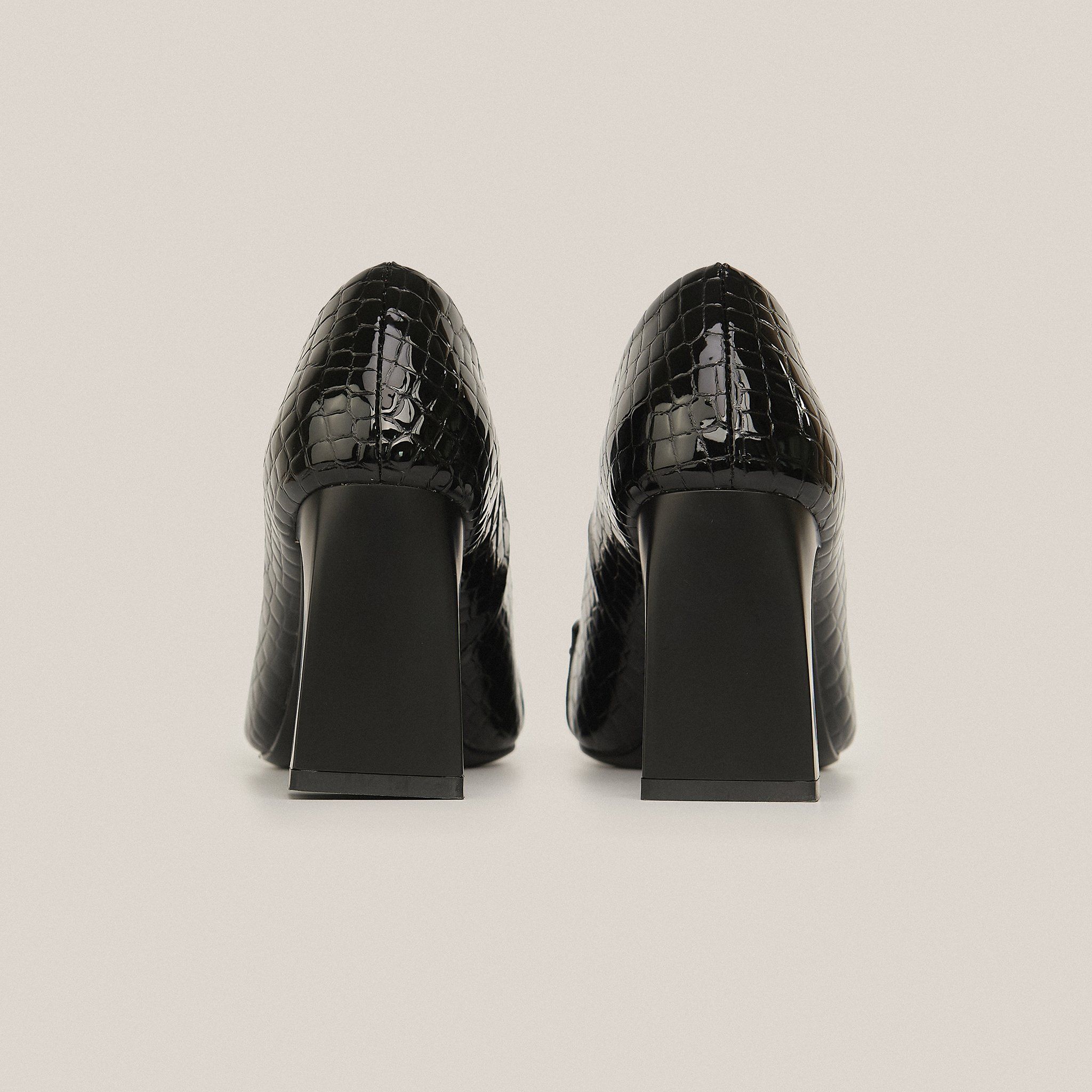  Giày Cao Gót Nữ Vân Bóng Đen 19A.23 