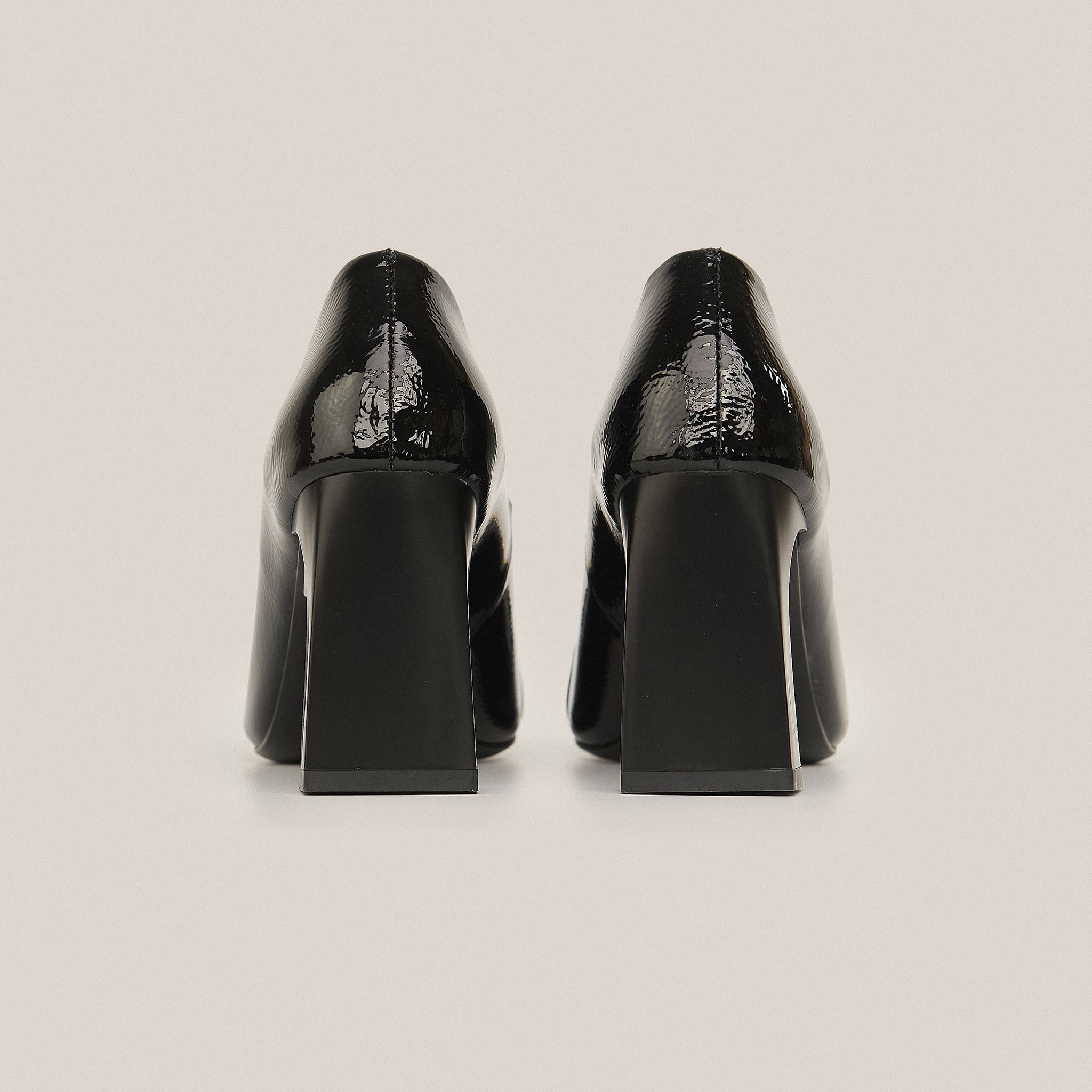  Giày Cao Gót Nữ Trơn Bóng Đen 19A.16 