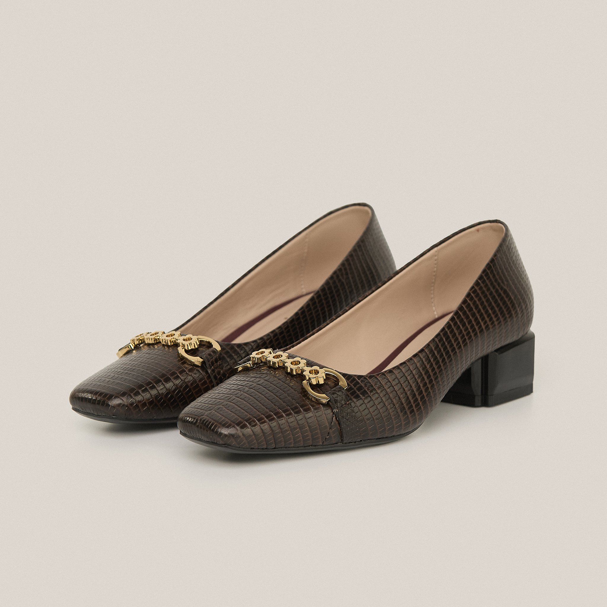  Giày Cao Gót Nữ Vân Nâu 19E.8 