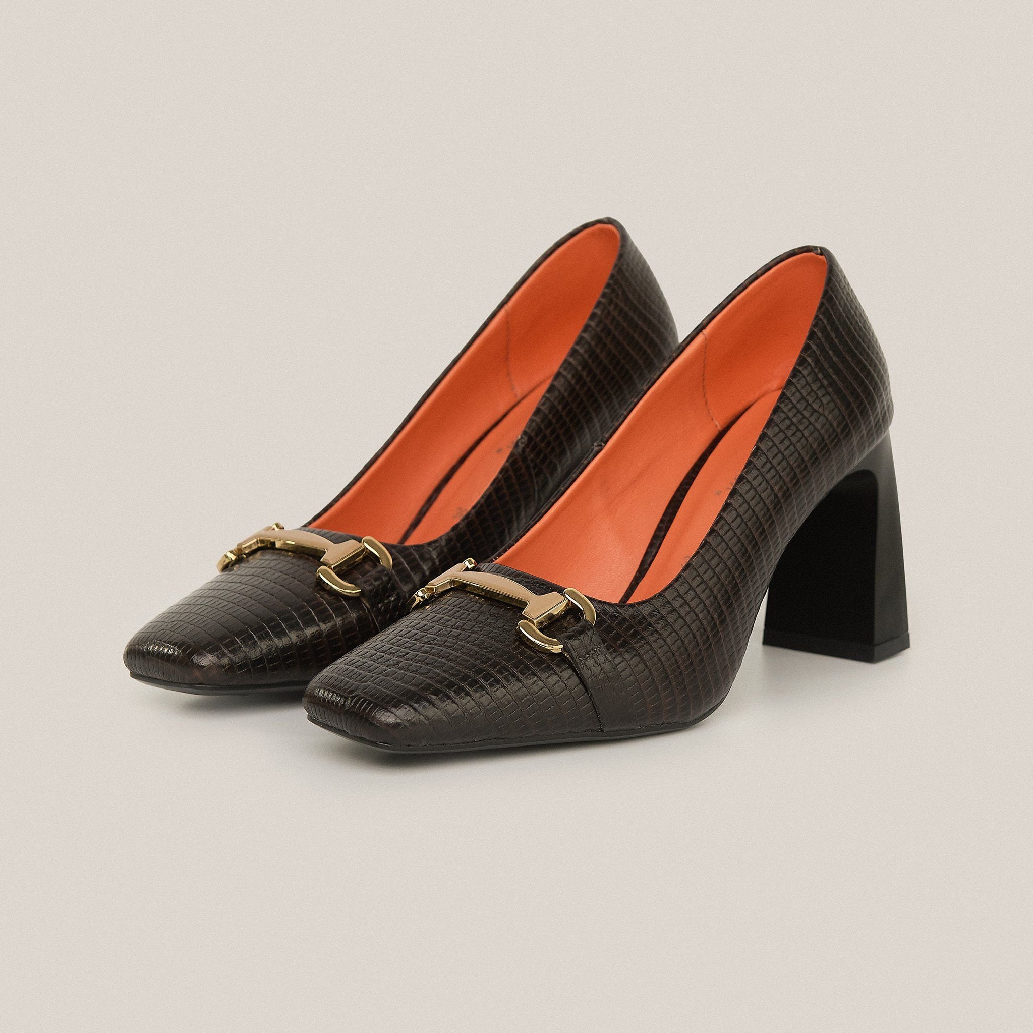  Giày Cao Gót Nữ Vân Nâu Đậm 19A.19 