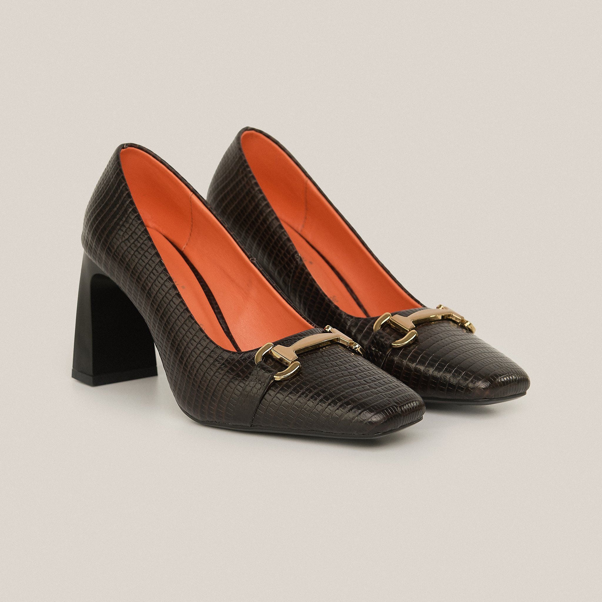  Giày Cao Gót Nữ Vân Nâu Đậm 19A.19 