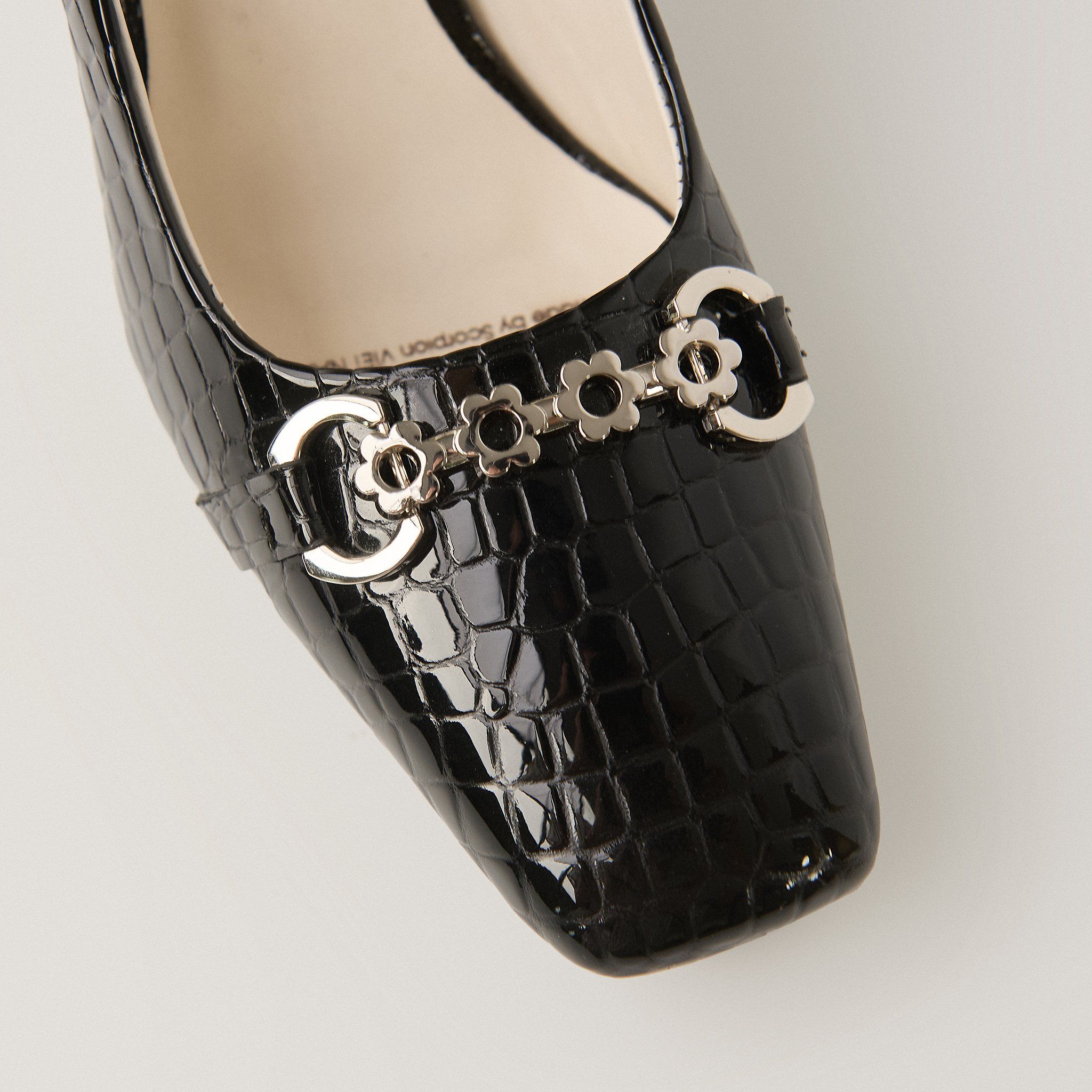  Giày Cao Gót Nữ Vân Bóng Đen 19A.23 