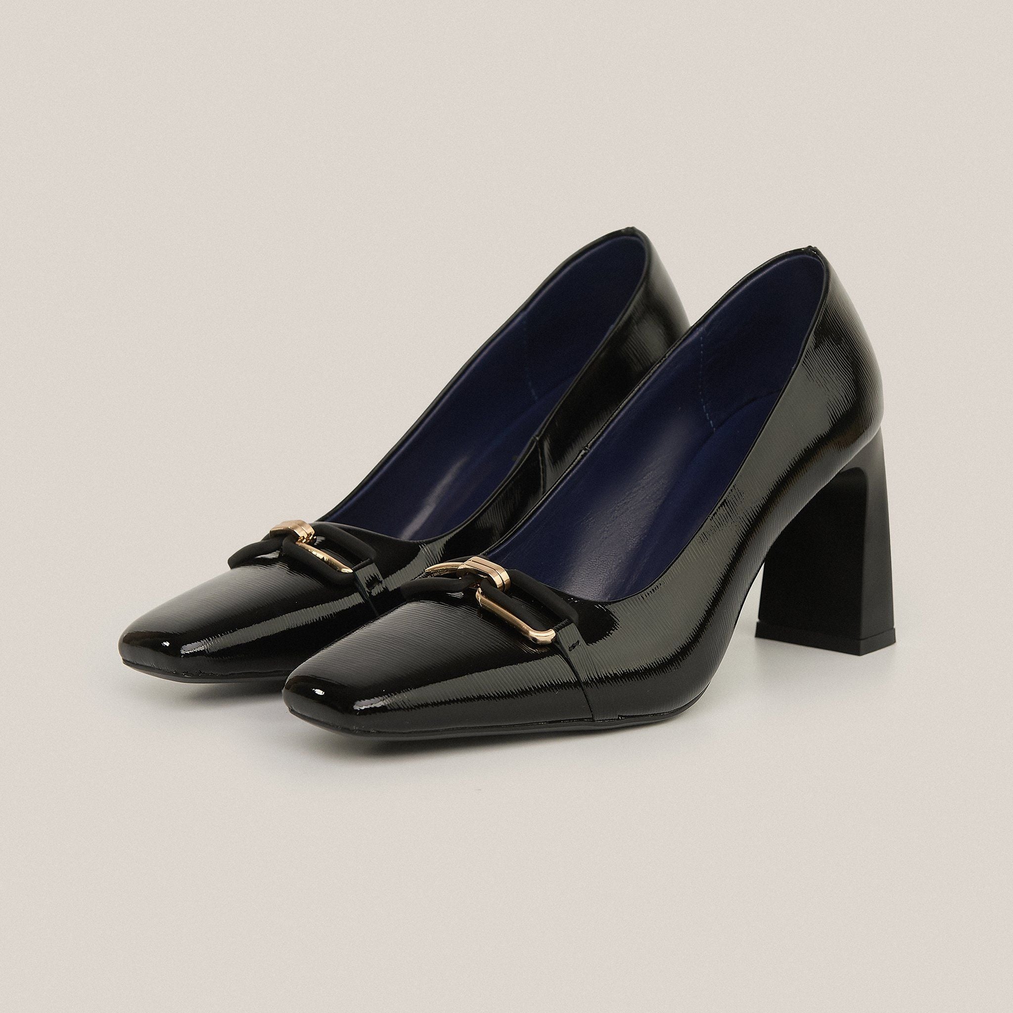  Giày Cao Gót Nữ Trơn Bóng Đen 19A.25 