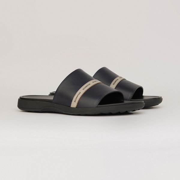  Sandal Da Nam Trơn Đen 335.12 